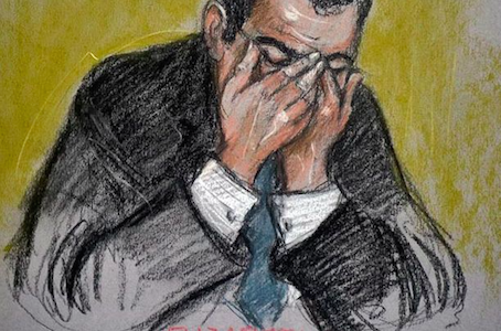 Court artist sketch of Tabak