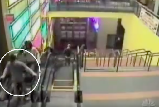 1:15am - Brian coming off the escalator, with Clint and Meredith following.