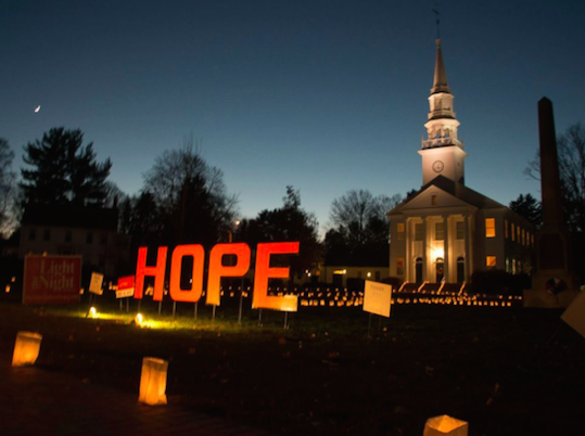 Photo from the annual “Cheshire’s Lights of Hope” event (source: Ron Kochman via ABC News)