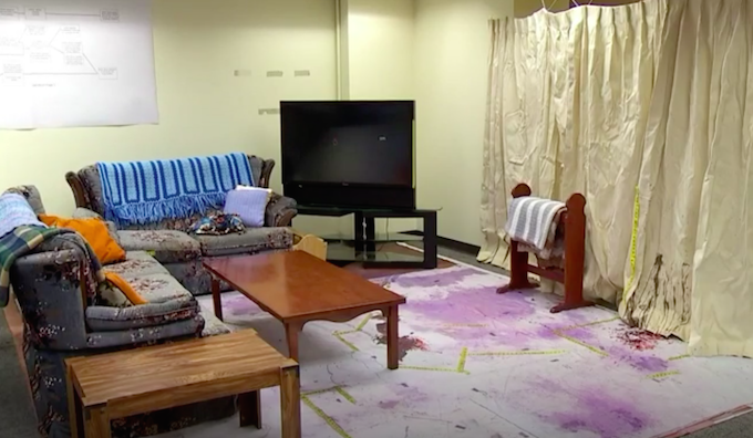 A re-creation of the crime scene later shown to jurors during Anderson and McEnroe’s trials (source: KOMO News)