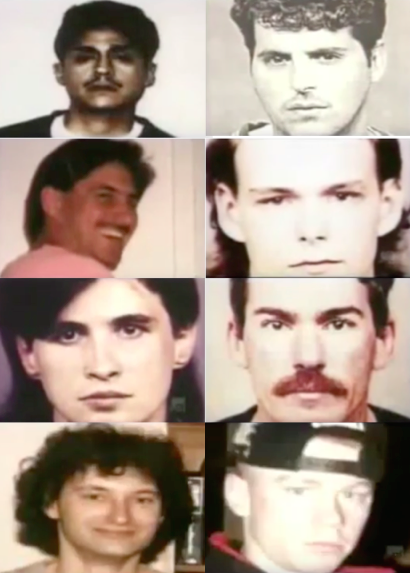 Herb Baumeister’s victims (left to right): Manuel Resendez, Allen Broussard, Jeff Jones, Richard Hamilton, Stephen Hale, Roger Goodlet, Mike Kiern, Johnny Bayer (source: Youtube).