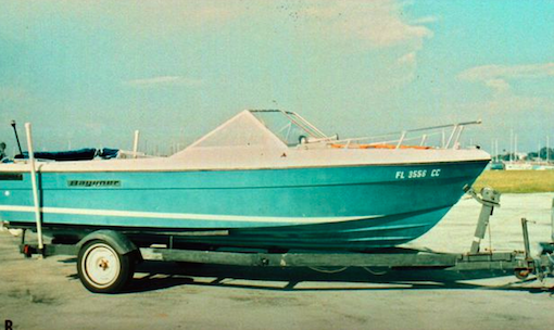 Oba Chandler’s blue and white boat, which he sold when he found out that detectives were onto him (source: Tampa Bay Times)