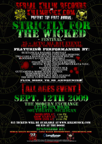 The poster for the Strictly For The Wicked Festival on Sept. 12, 2009 (source: here)