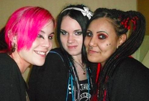 From left: Emma, Melanie and Razakel, a horrorcore rapper and friend of the girls (source: MySpace)