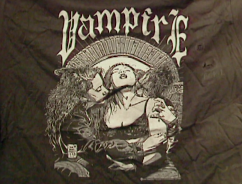 The t-shirt with the vampire design found in Fairley’s room (source: Youtube)
