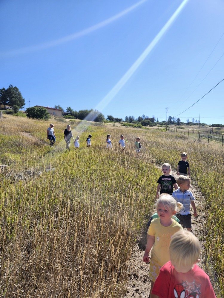 kids on nature trails at preschool