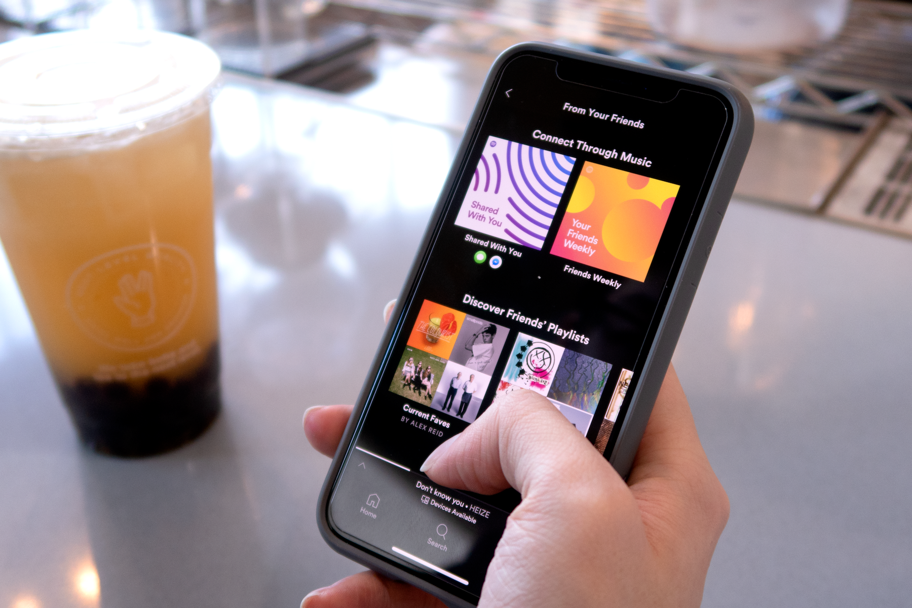 Testing with Spotify users at cafés.