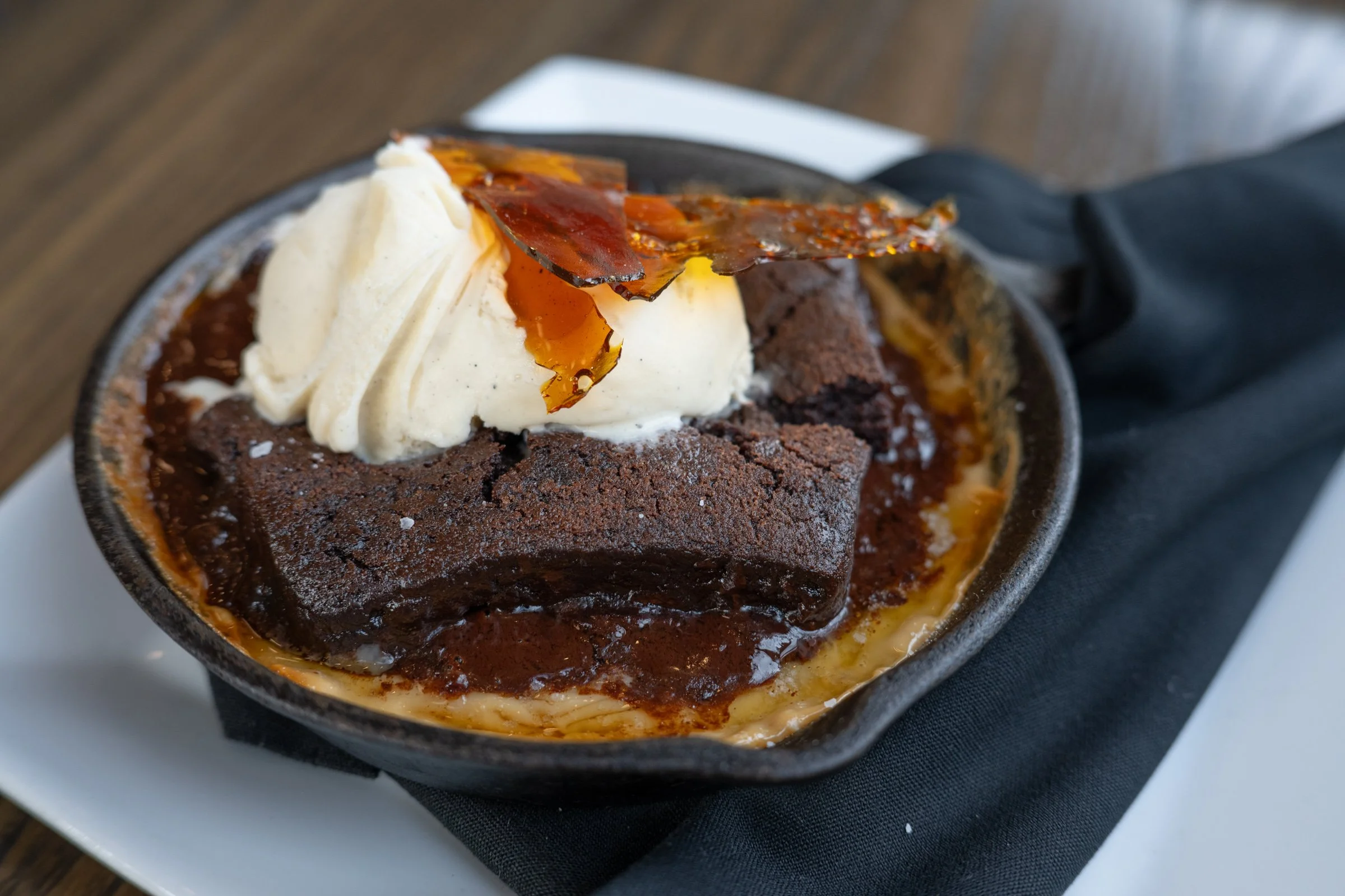 SALTED CARAMEL SKILLET BROWNIE