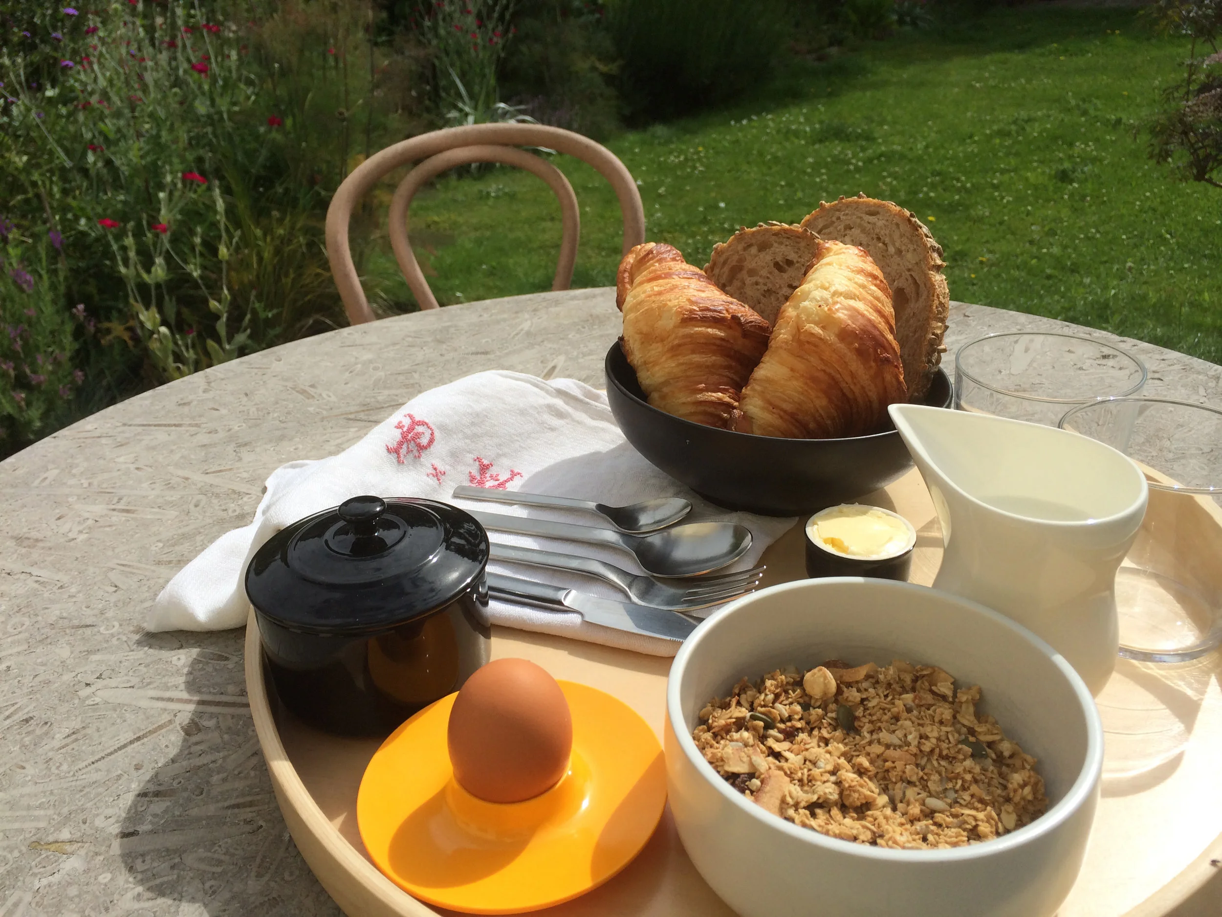 Breakfasts are served on the garden terrace when sunny and warm