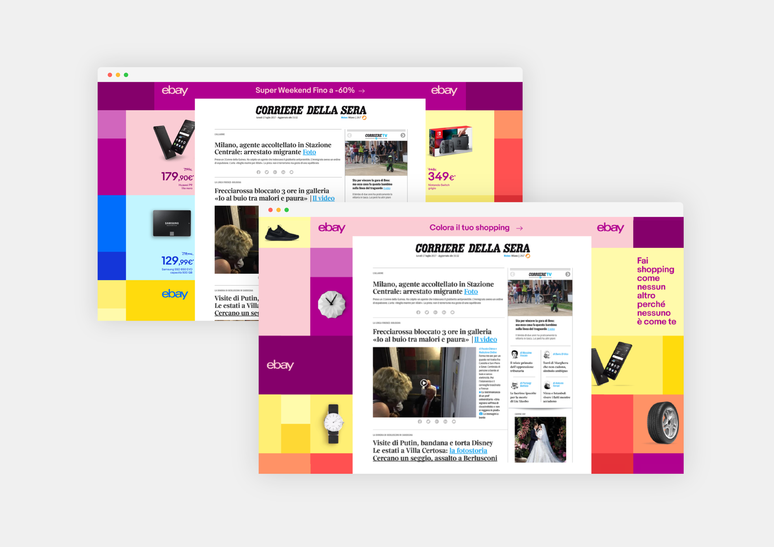  ADV skins on Corriere della Sera, for the FYCWC (Fill Your Cart With Color) campaign launch 