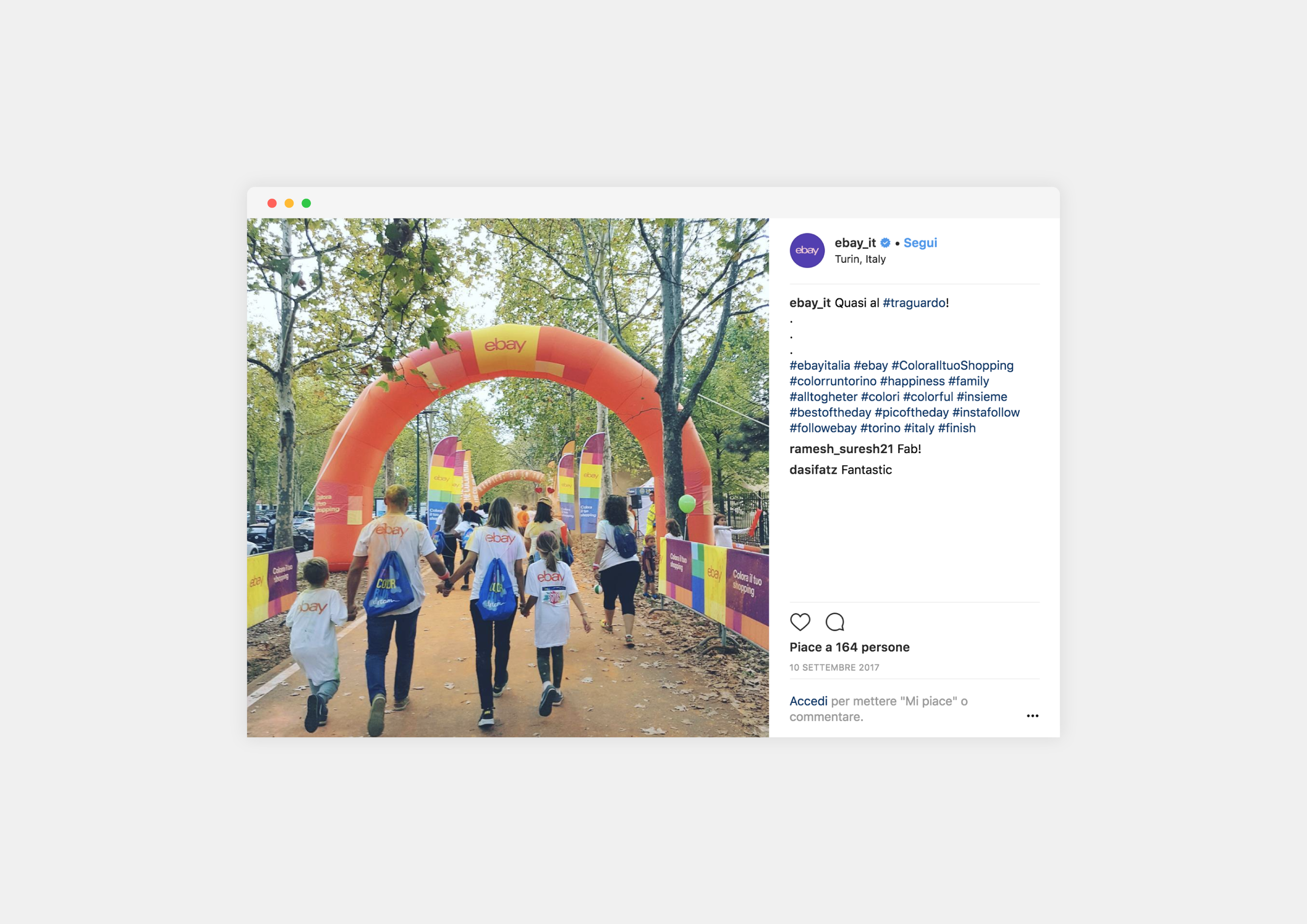  Printed assets for eBay’s branded sponsorship of The Color Run, Turin 2017. 