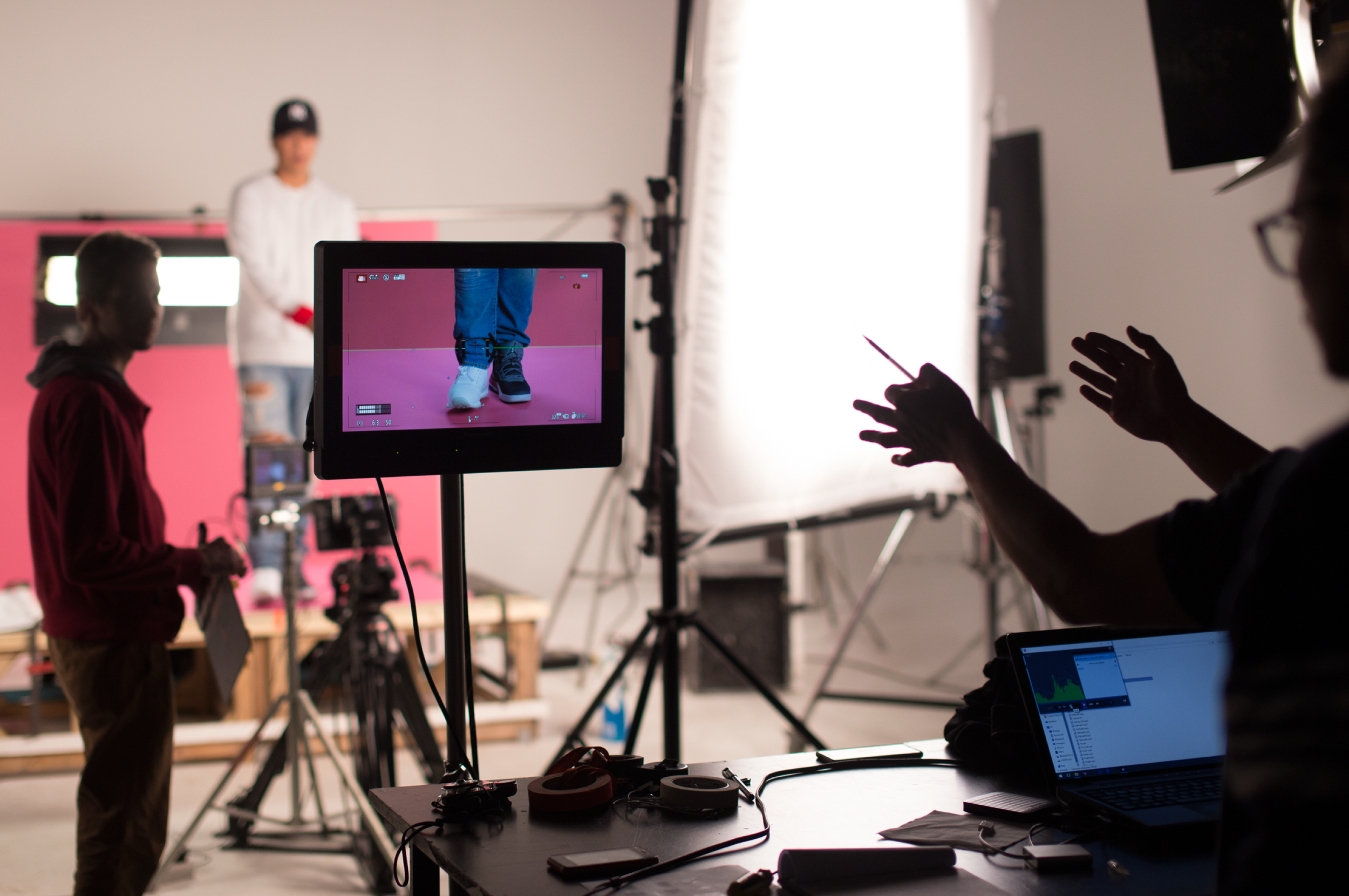  Backstage at the video shoot. 