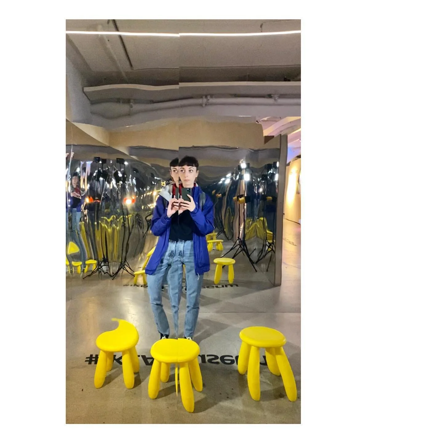 Wear the blue jacket if you like the yellow stool &mdash; especially the weird one 
.
.
.
#ikea #sverige #sweden #flag #ikeamuseum #älmhult #stool #history #design #industrialdesign #mirror #reflection #weirdfeeling #patagoniajacket #sverige🇸🇪