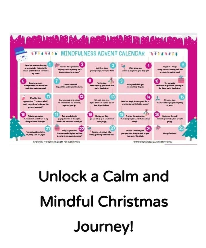 🎄The Mindfulness Advent Calendar in Numbers:

2️⃣4️⃣ mini mindfulness activities, including
2️⃣ guided mini meditations
______

5️⃣ minutes = the average time it takes to complete the activities each day 
______

1️⃣0️⃣0️⃣% doable, because this cale