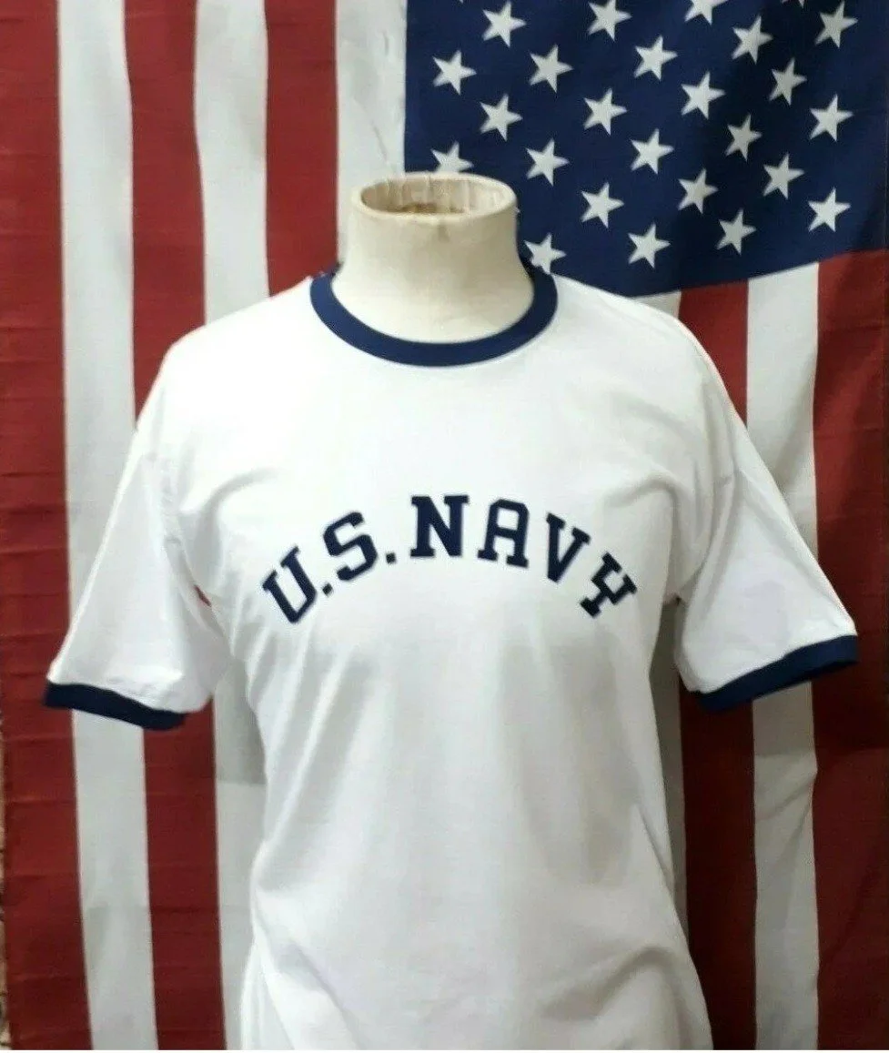 WW2 US Navy Ringer T-shirt Rare Vintage Style Army 40s Military Workwear  American USA — Toerag T-Shirts
