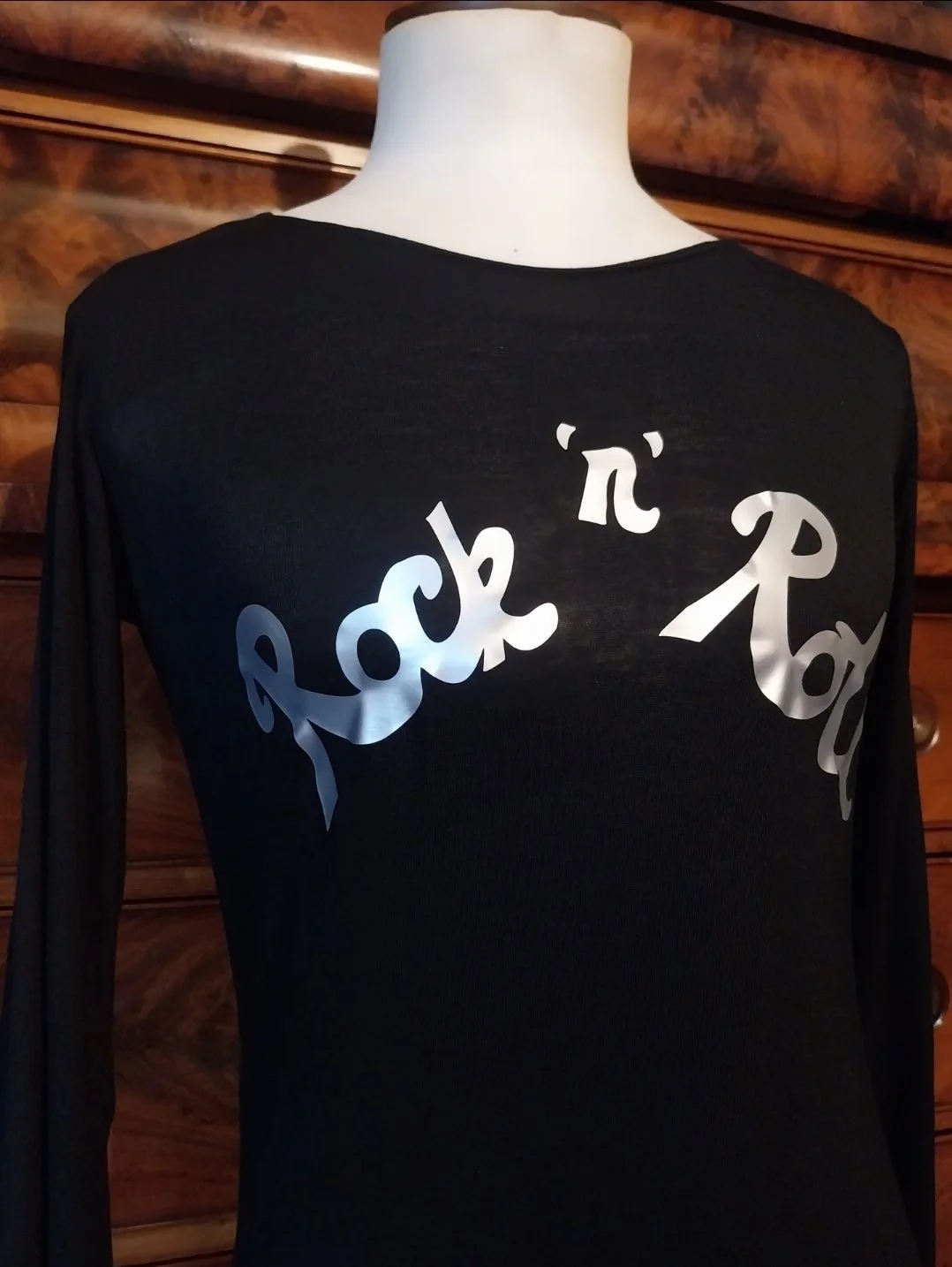 Rock 'n Roll Silver Metallic Pop Art Mr Freedom Style Long Sleeve T-shirt Top Rare 70s 60s Vintage Style Glam Rock