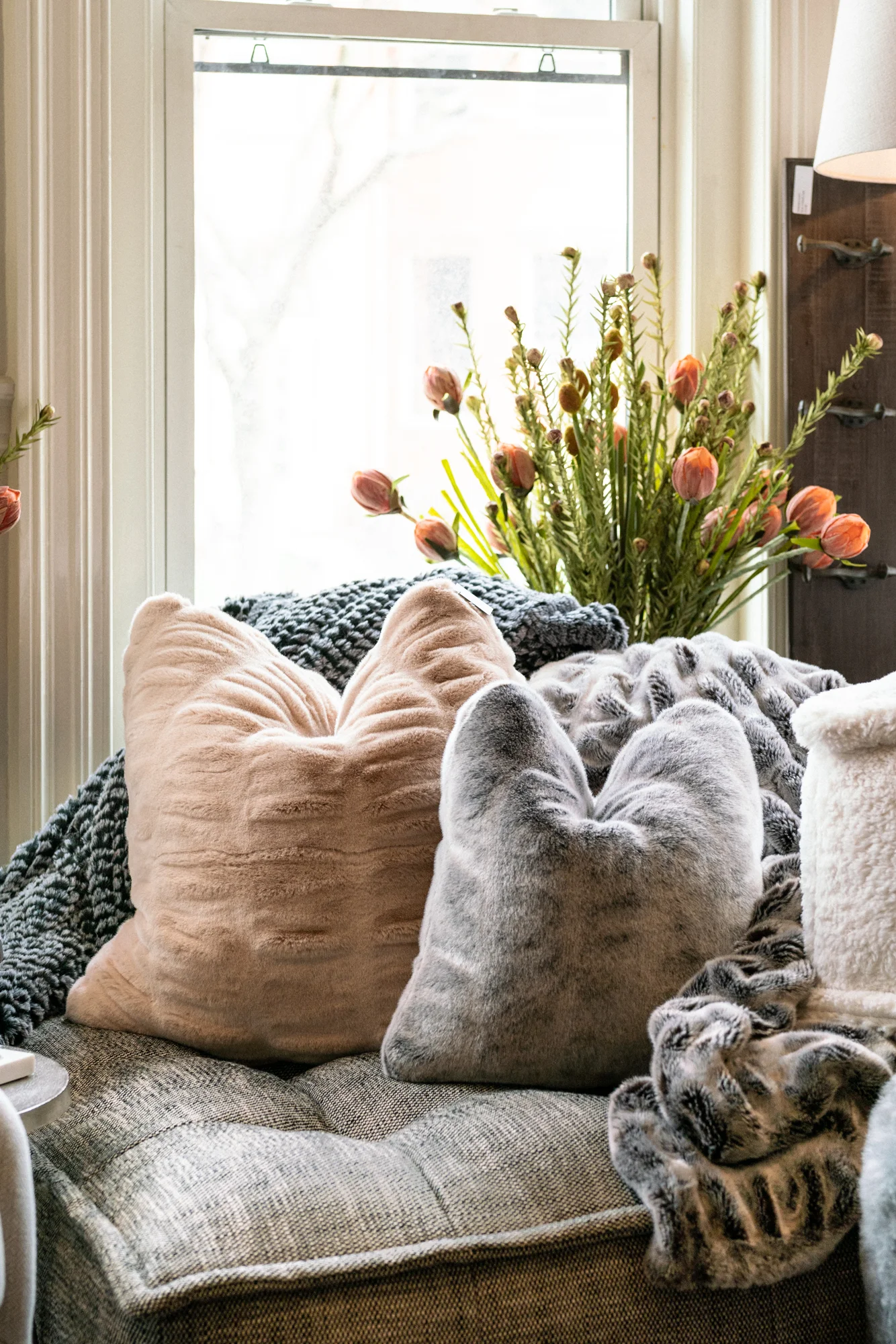 Our Boston store is filled with plush accents to create a cozy, inviting space.
