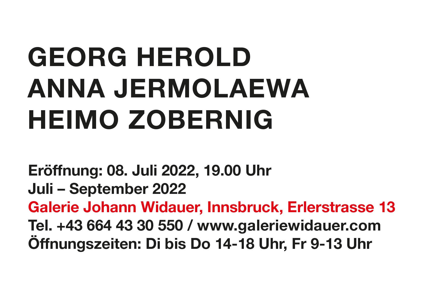 2022_GalerieJohannWidauer_Georg Herold_Anna Jermolaewa_Heimo Zobernig_Einladungskarte 01web.jpg