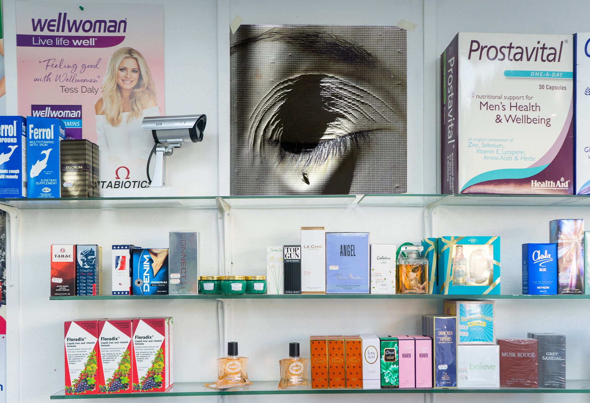    Photographed by Sophie Ellis and Madalena Botto. Installation inside a pharmacy that was used as a location for a David Cronenberg film.   