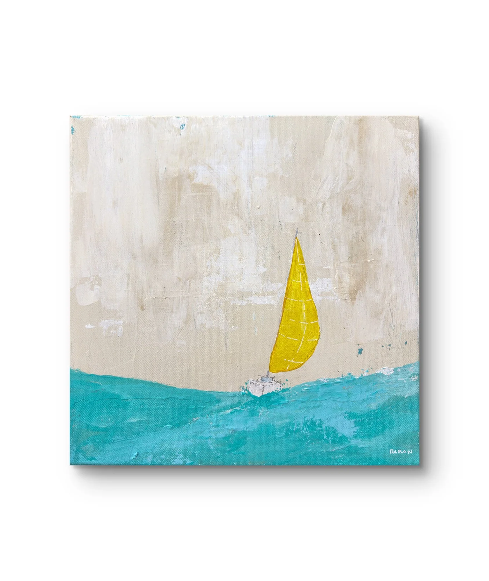 Sailboat Painting with Yellow Sail | John Baran Fine Art