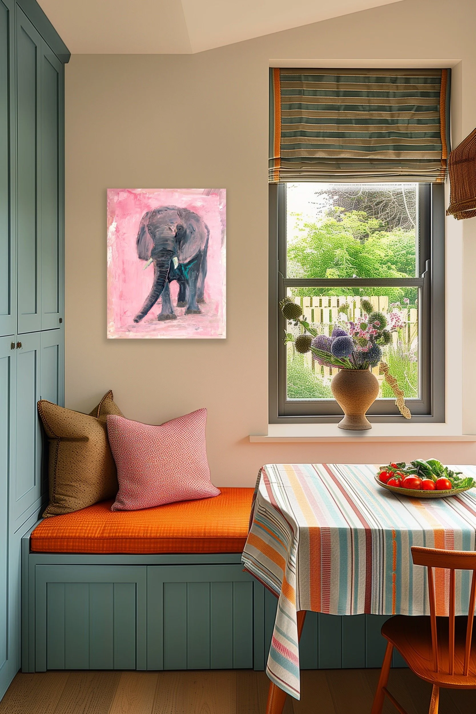 Contemporary elephant artwork by John Baran inspired by wildlife and nature.