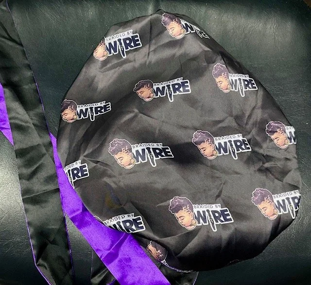 Braided By Wire™ Signature Satin Bonnet — Black