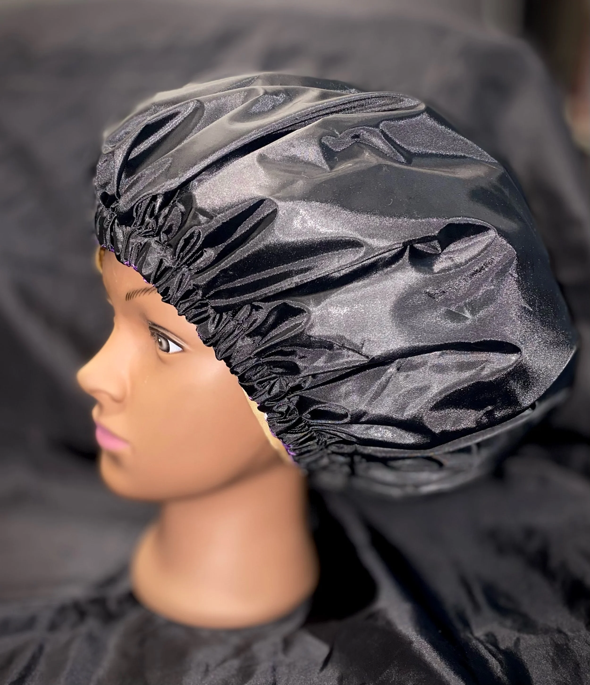 Black Braided By Wire Shower Cap