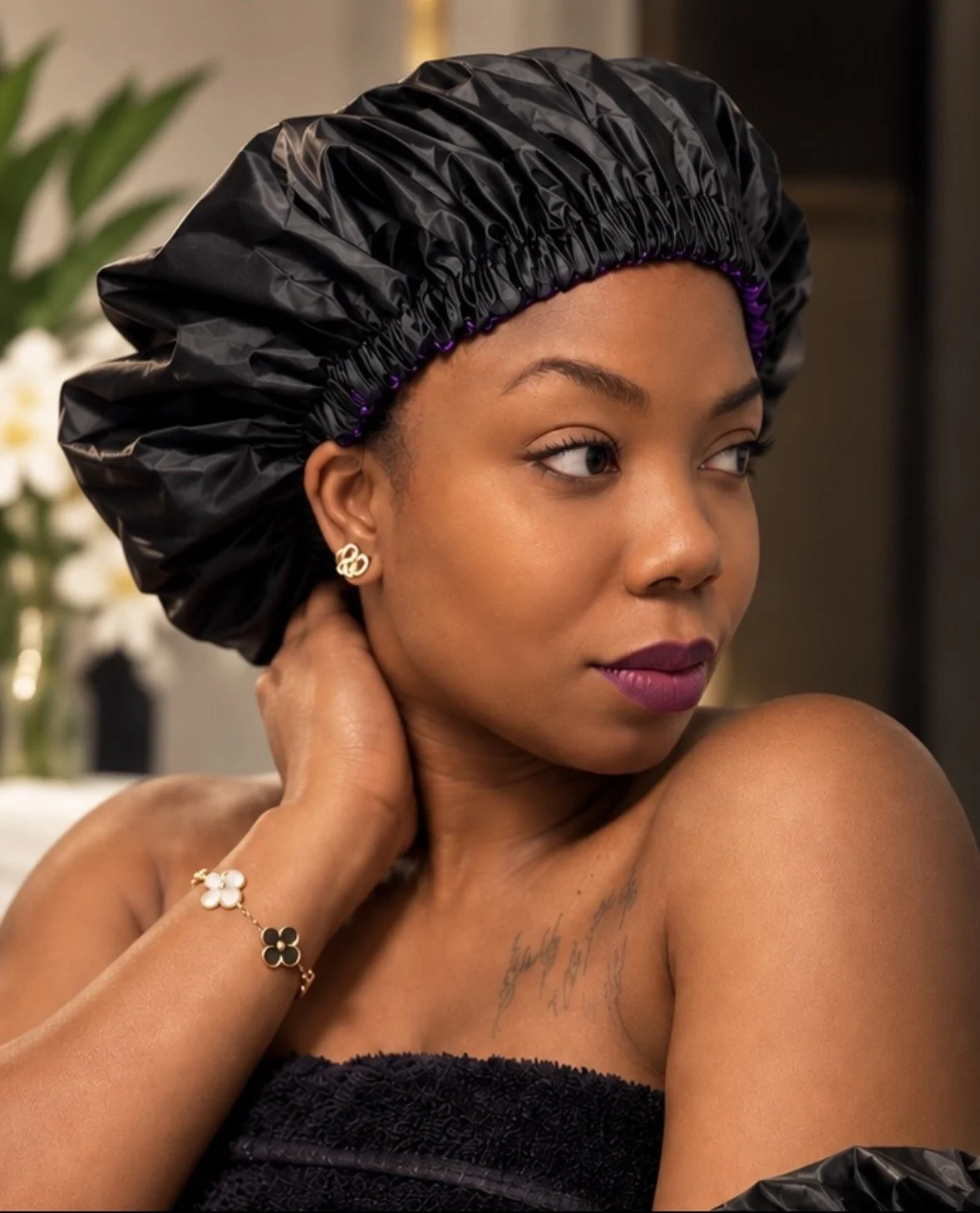 Black Braided By Wire Shower Cap