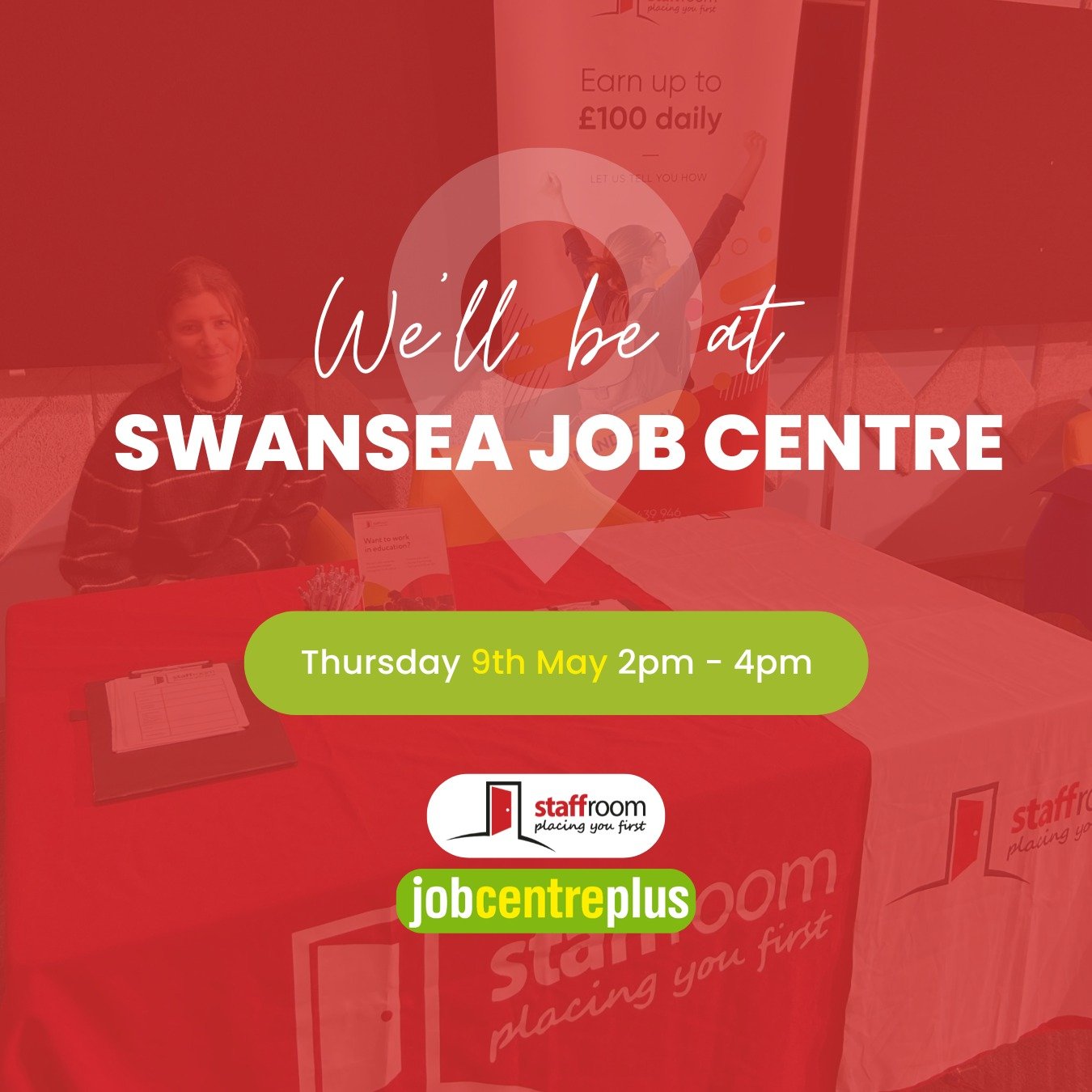 👉NEXT WEEK!👈

Freya will be at #Swansea Job Centre next Thursday, 9th May from 2pm - 4pm to chat all things supply! 

Why not pop in and say hello?👋

#jobopportunities #swanseaworking #edujobs #flexiblework