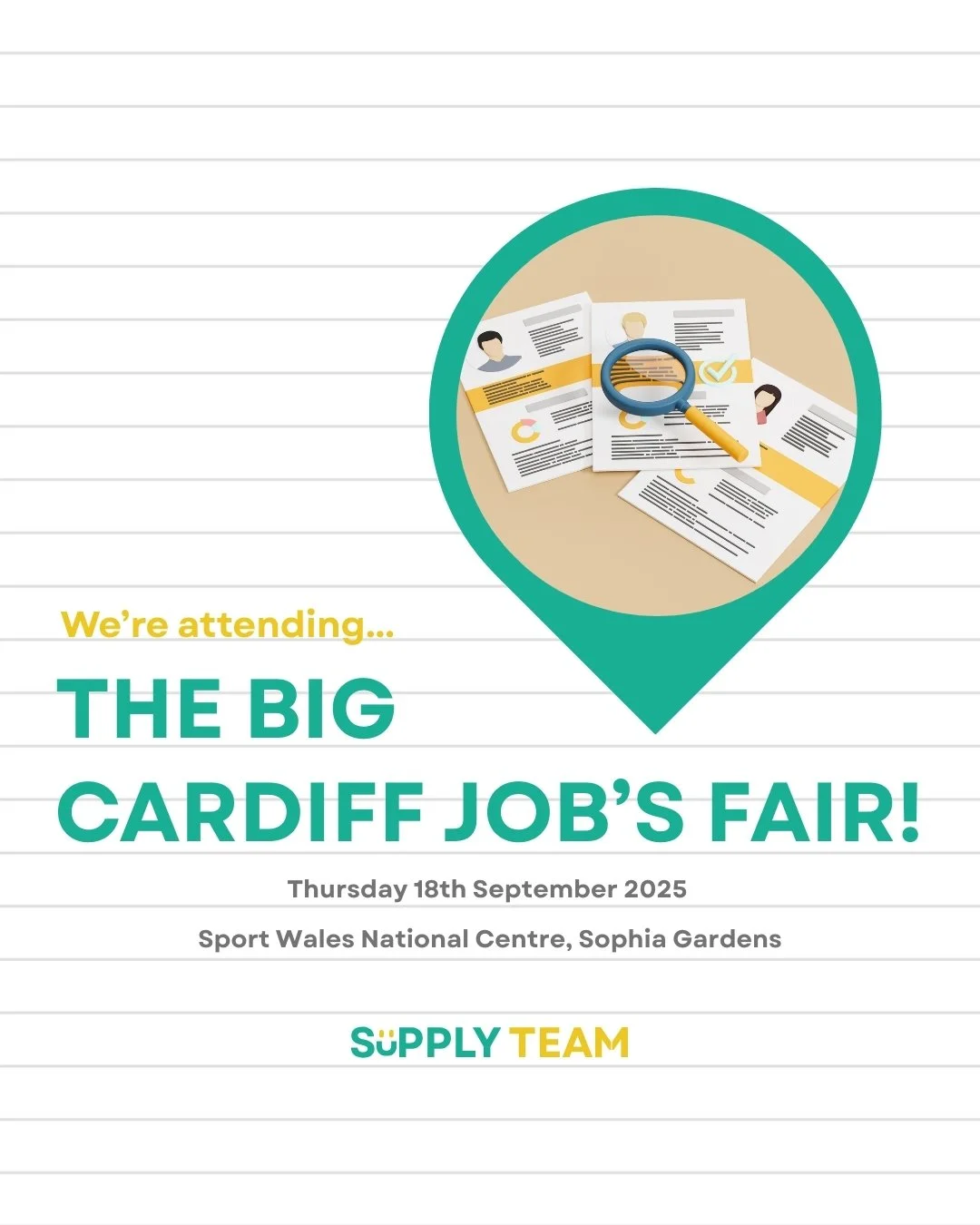 TOMORROW!🎉

We'll be attending the Big Cardiff Jobs Fair!
Based in the Sport Wales National Centre between 10am and 2pm.

Stop by and say hello!🤩