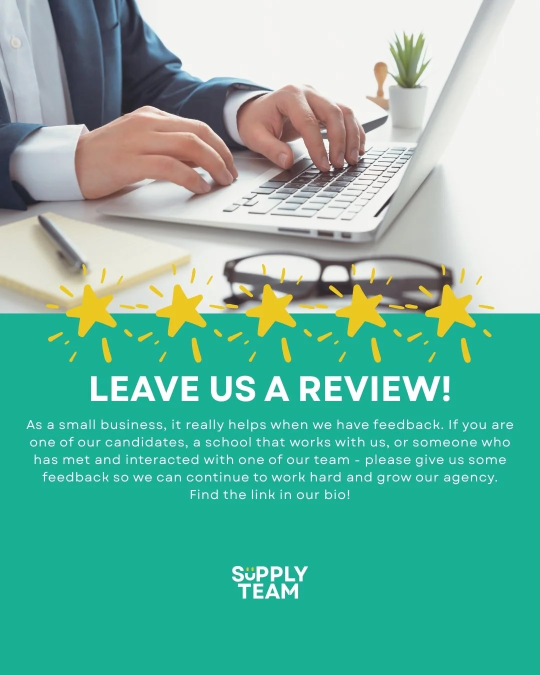 Leave us a review!🌟
If you've worked with us recently - we'd really appreciate your feedback!
Follow the link in our bio to leave us a review🙌

#cardiffjobs #swanseajobs #teachingjobs #teaching #newportjobs #studentjobs #educationmatters #teachinga
