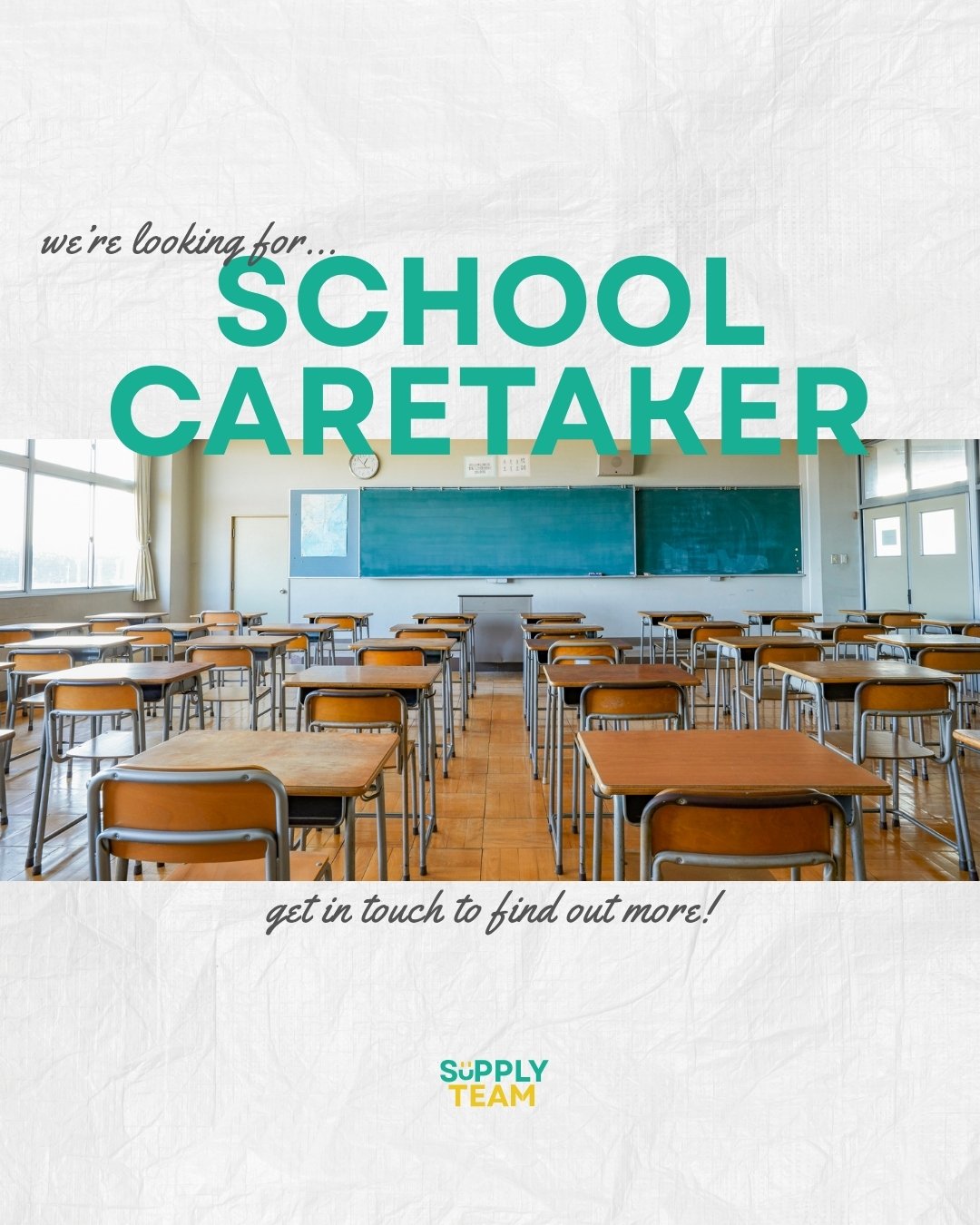 WE'RE HIRING‼️

We're looking for a School Caretaker to work in one of our schools in Cardiff!
15 hours per week and must have previous experience!

Please get in touch ASAP if you would like to know more about this role.

#cardiffjobs #swanseajobs #