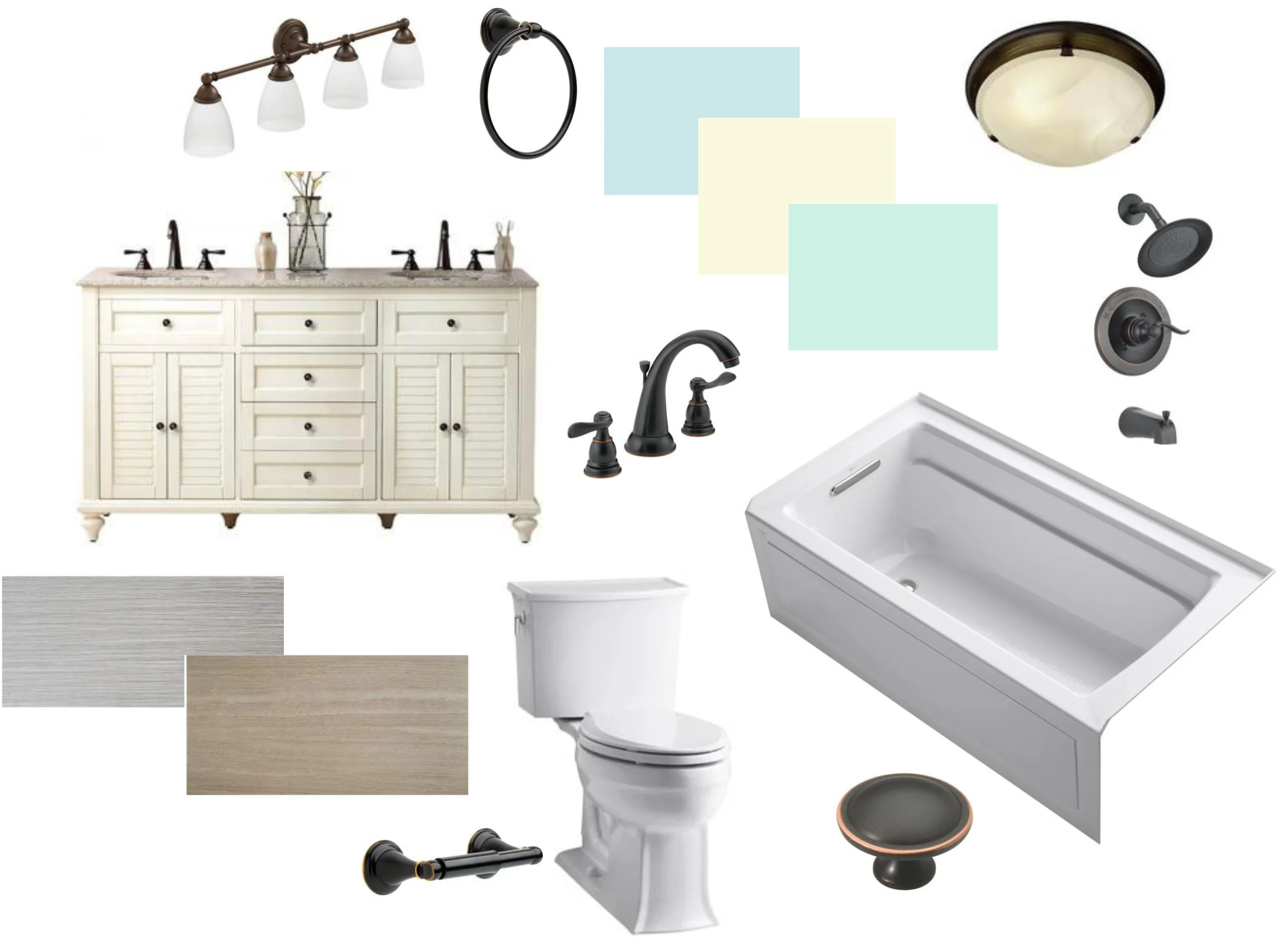 Beach inspired bathroom mood board