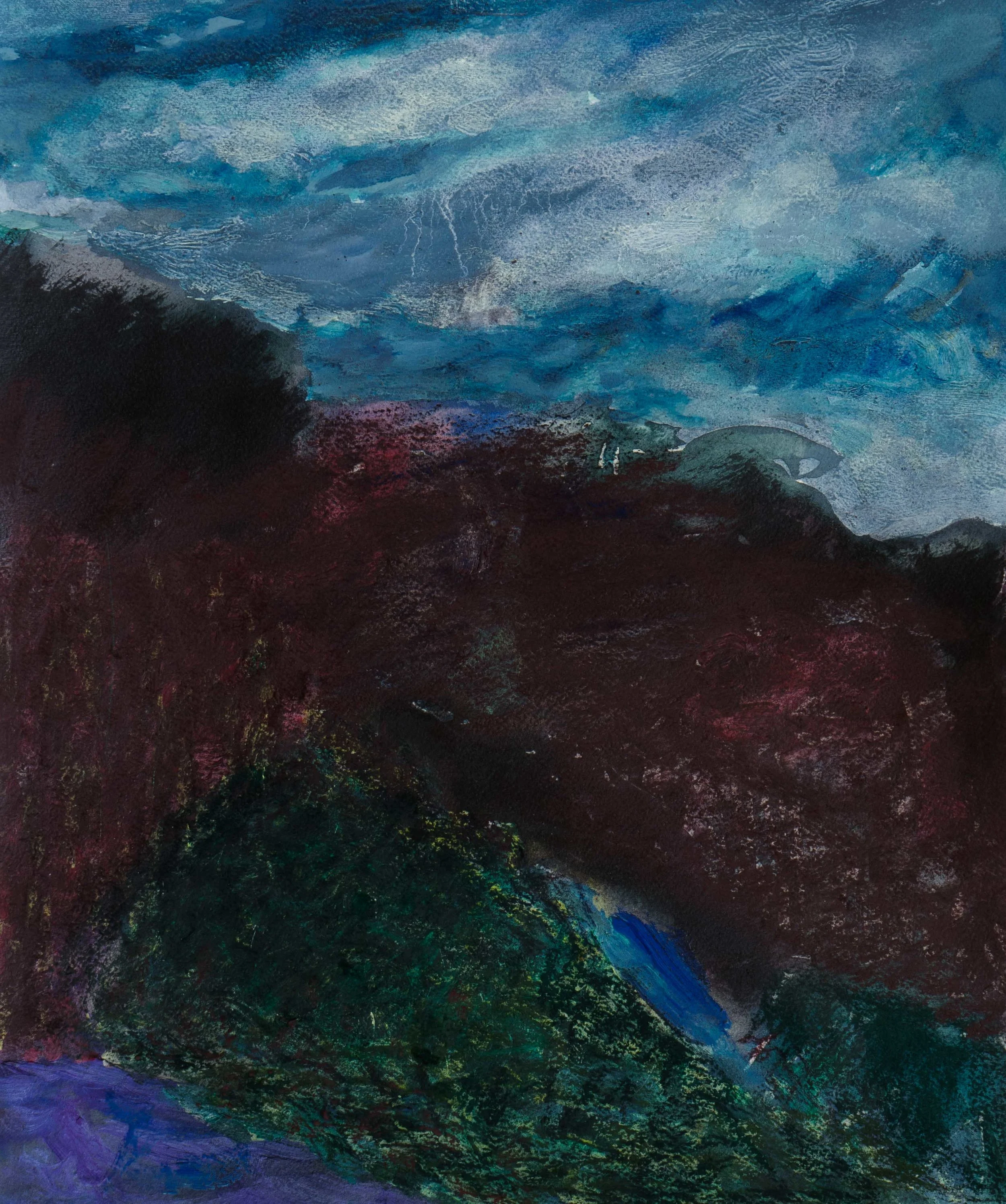 Nuit, 46x38cm. Technique mixte sur papier 2018
