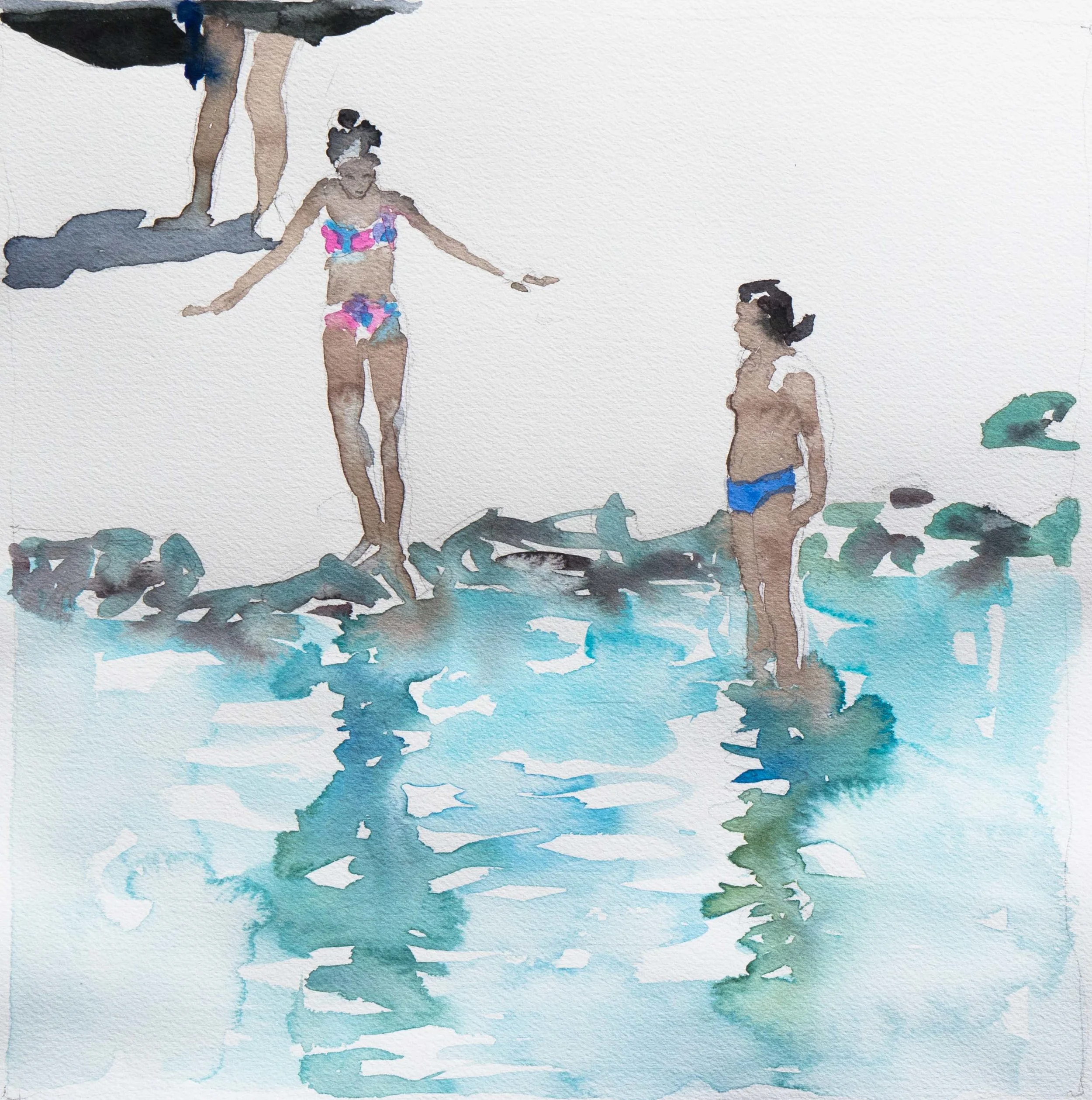 Jeux, 38x38cm. Aquarelle, 2017, collection particulière
