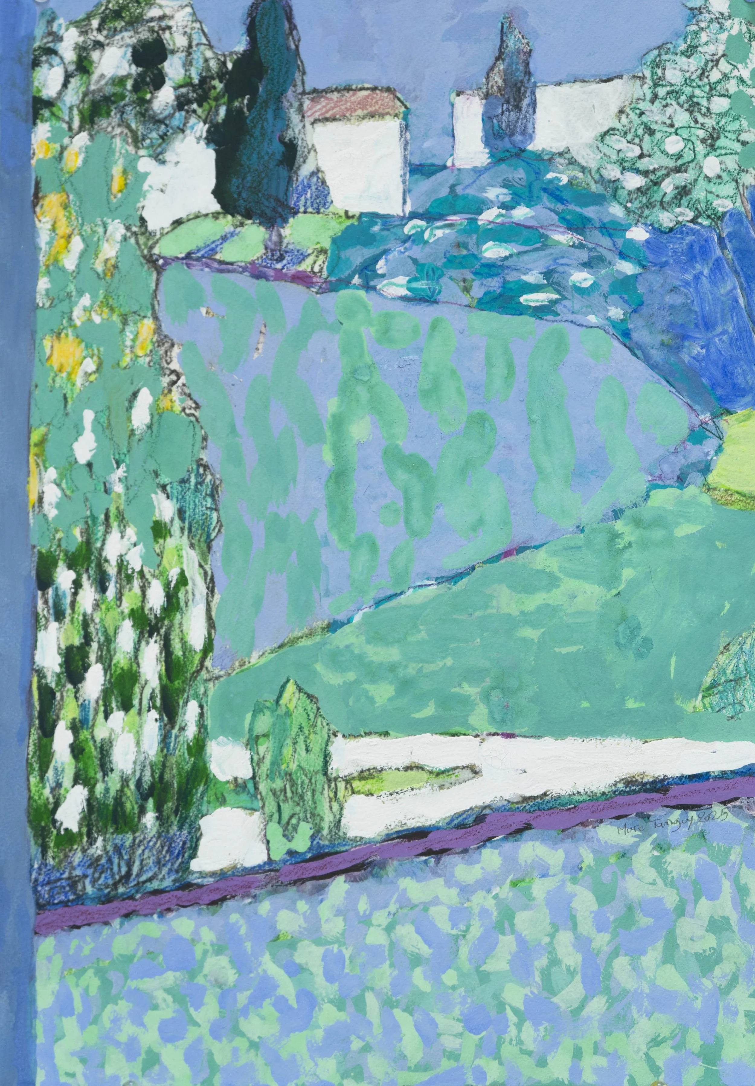 Parc, 49x34cm. Acrylique sur papier monté sur panneau, 2025