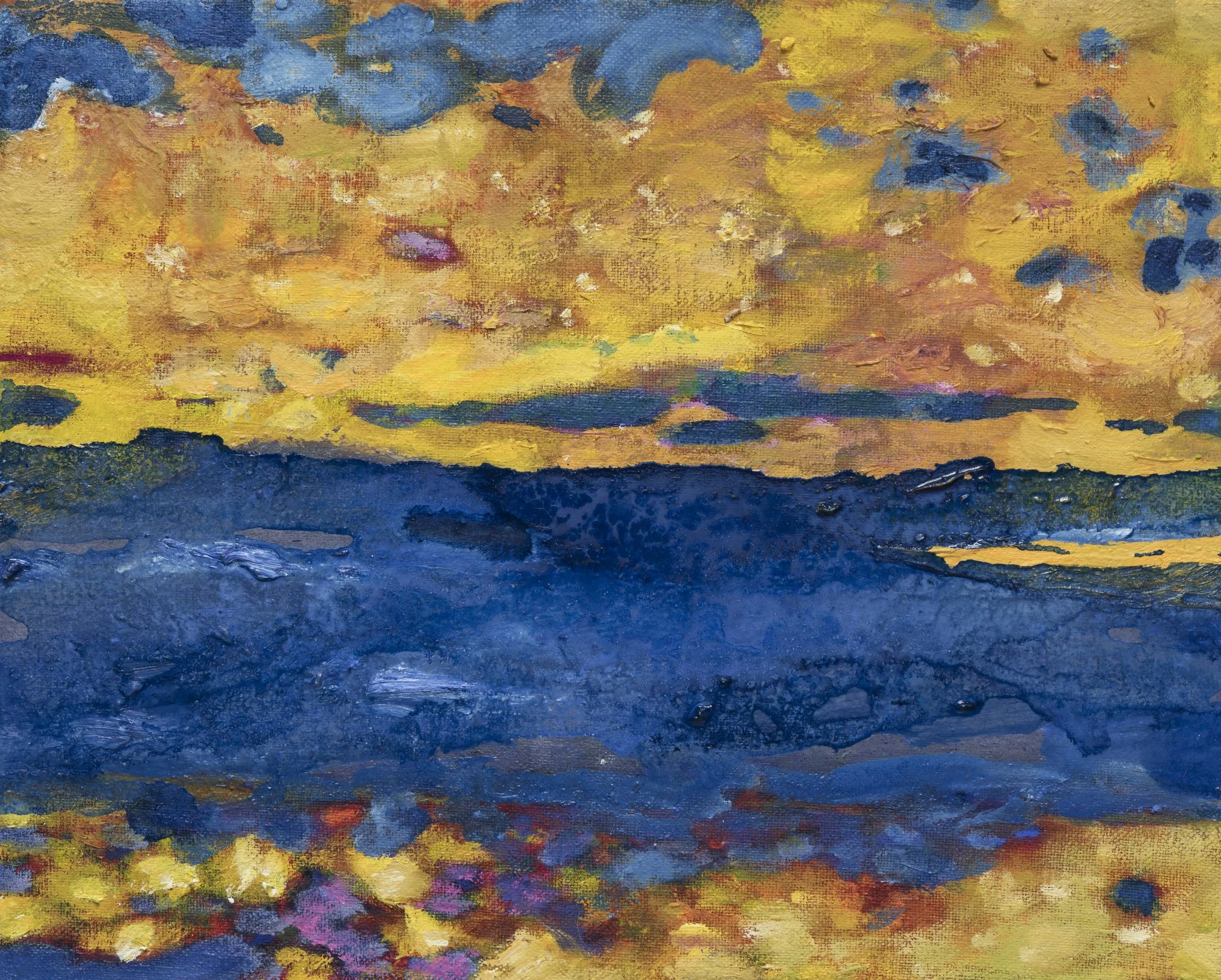 Lagune, 33x41cm. Acrylique et huile sur toile, 2025