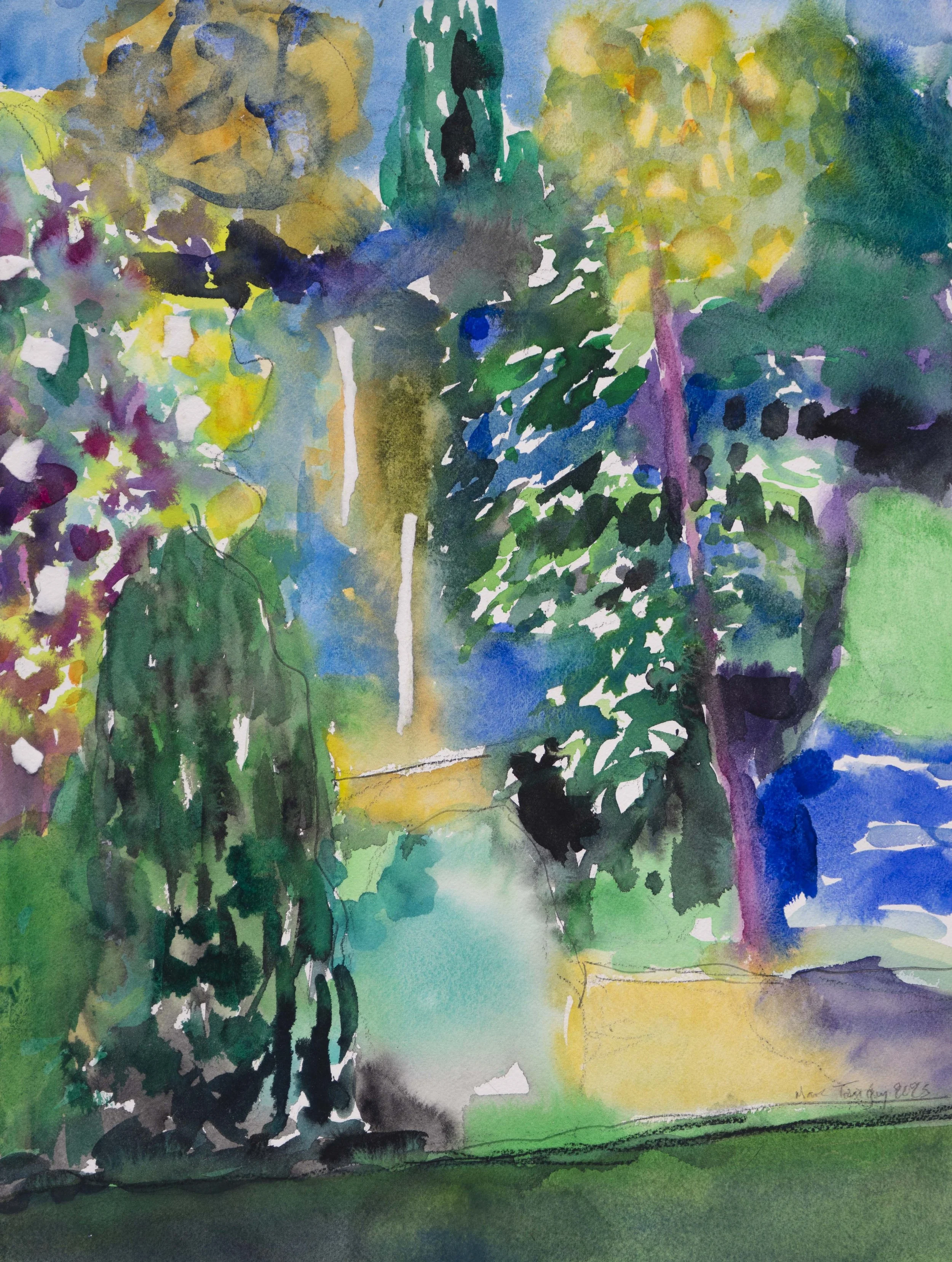  Le Parc, 38x50cm. Aquarelle et collage, 2025 