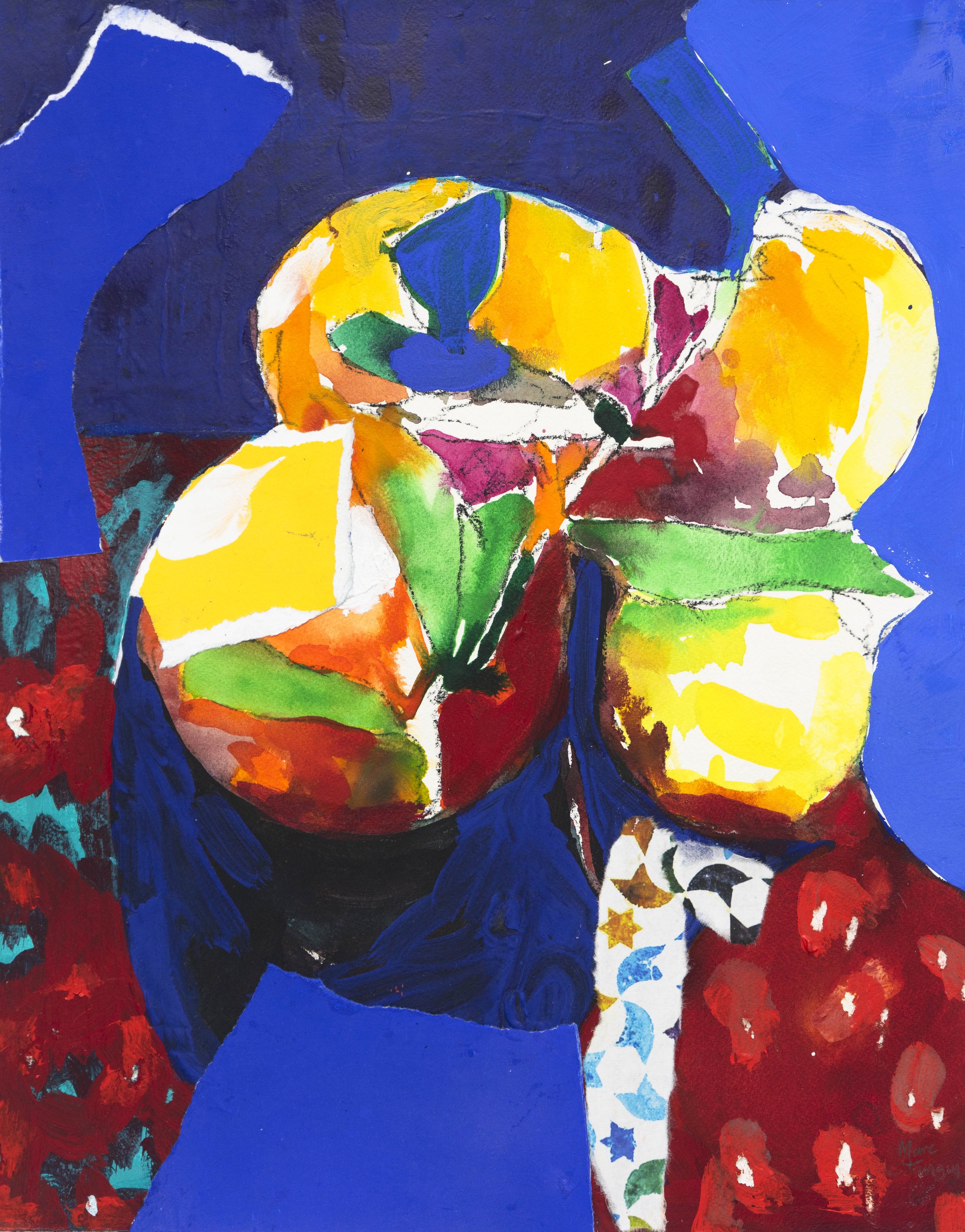  Four Fruits, 47x37cm. Aquarelle, acrylique et collage sur papier monté sur panneau -  18.5 × 14.6 inches, Watercolor, acylic and collage on paper on boar d, 2026 