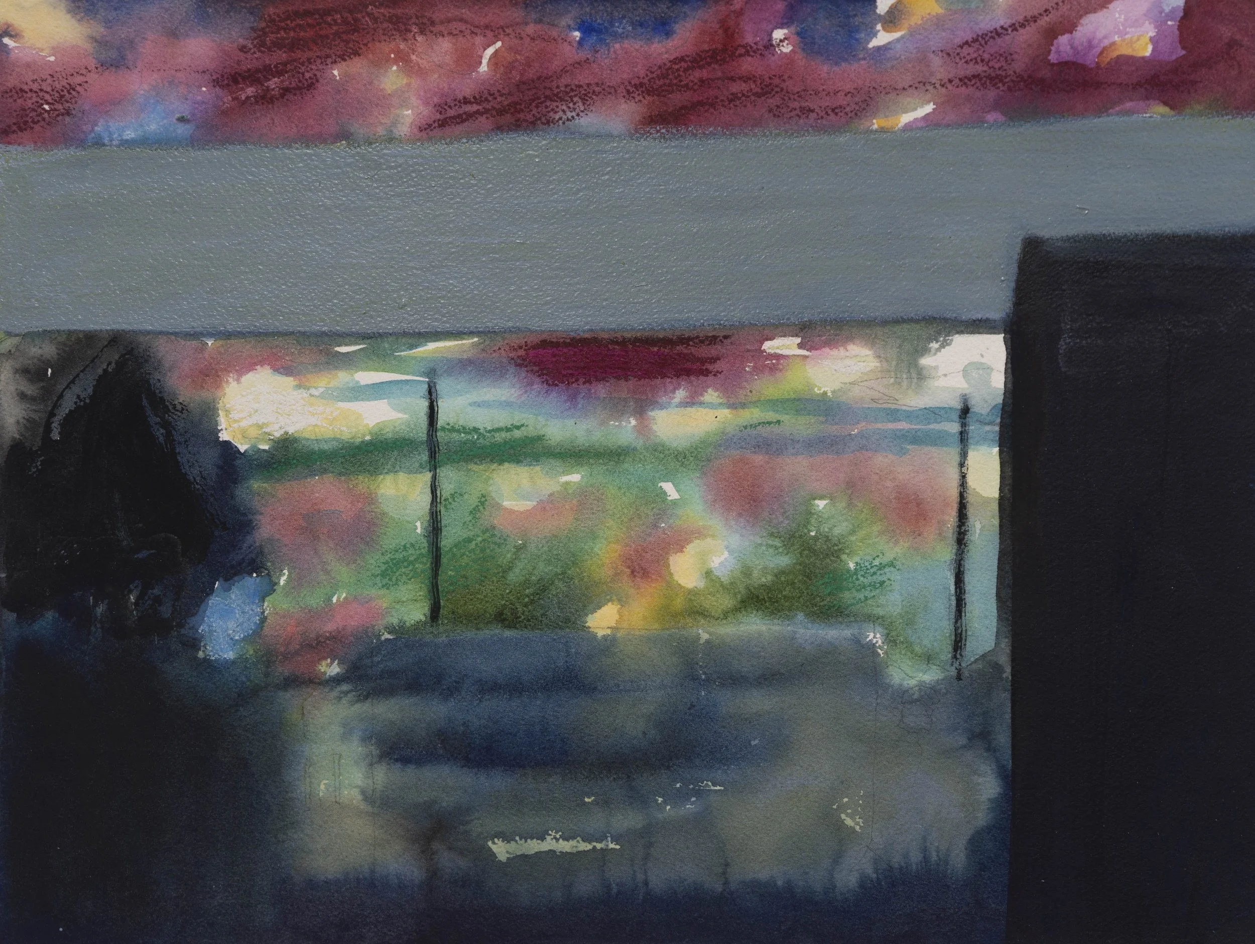  German Landscape, 31x41cm. Technique mixte sur papier monté sur panneau -  12.2 × 16.1 inches. Mixed media on paper mounted on board,  2026 