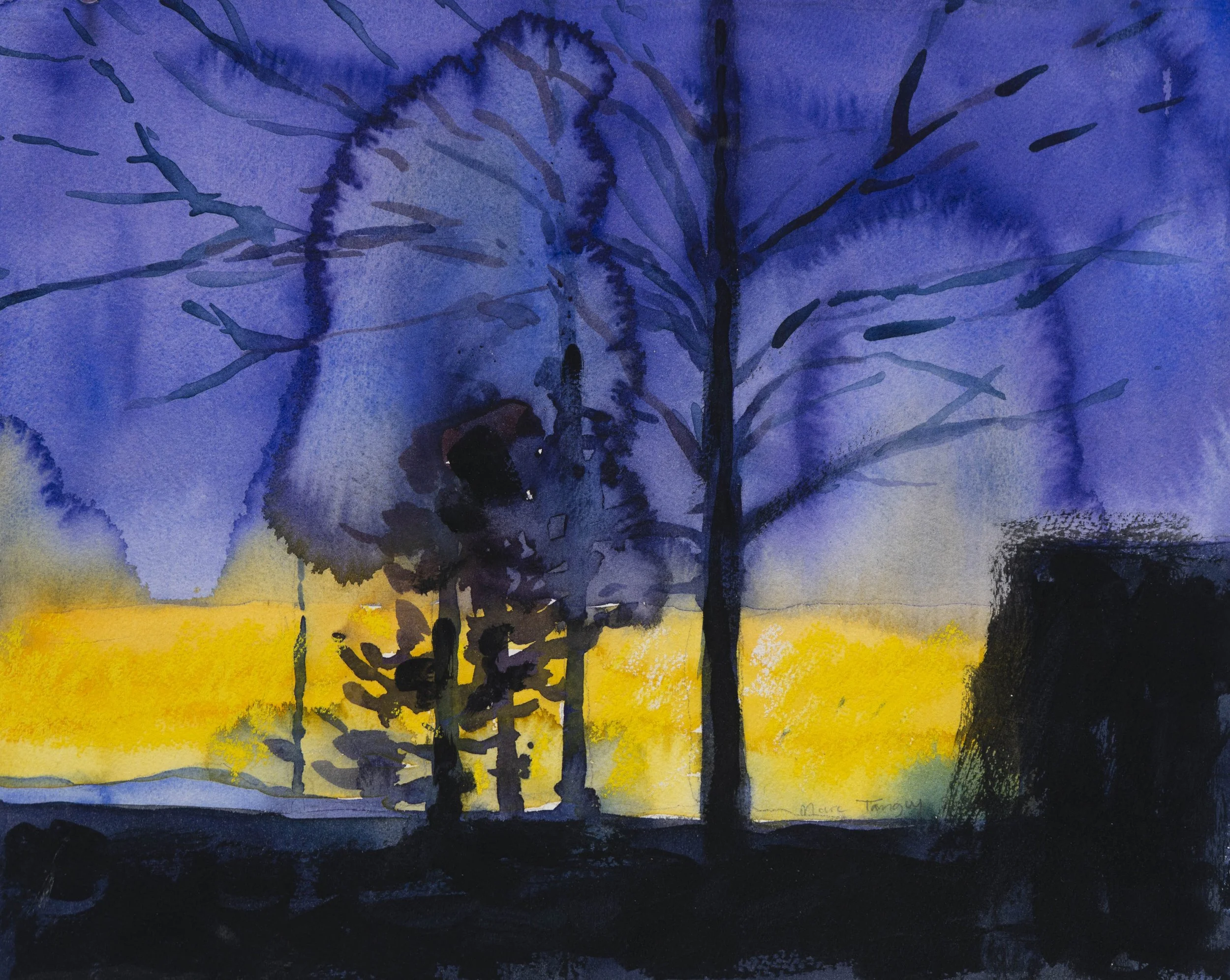  Crépuscule, 29,5x37cm. Technique mixte sur papier monté sur panneau -  Twilight, 11.6 × 14.6 inches. Mixed media on paper mounted on board,  2026 