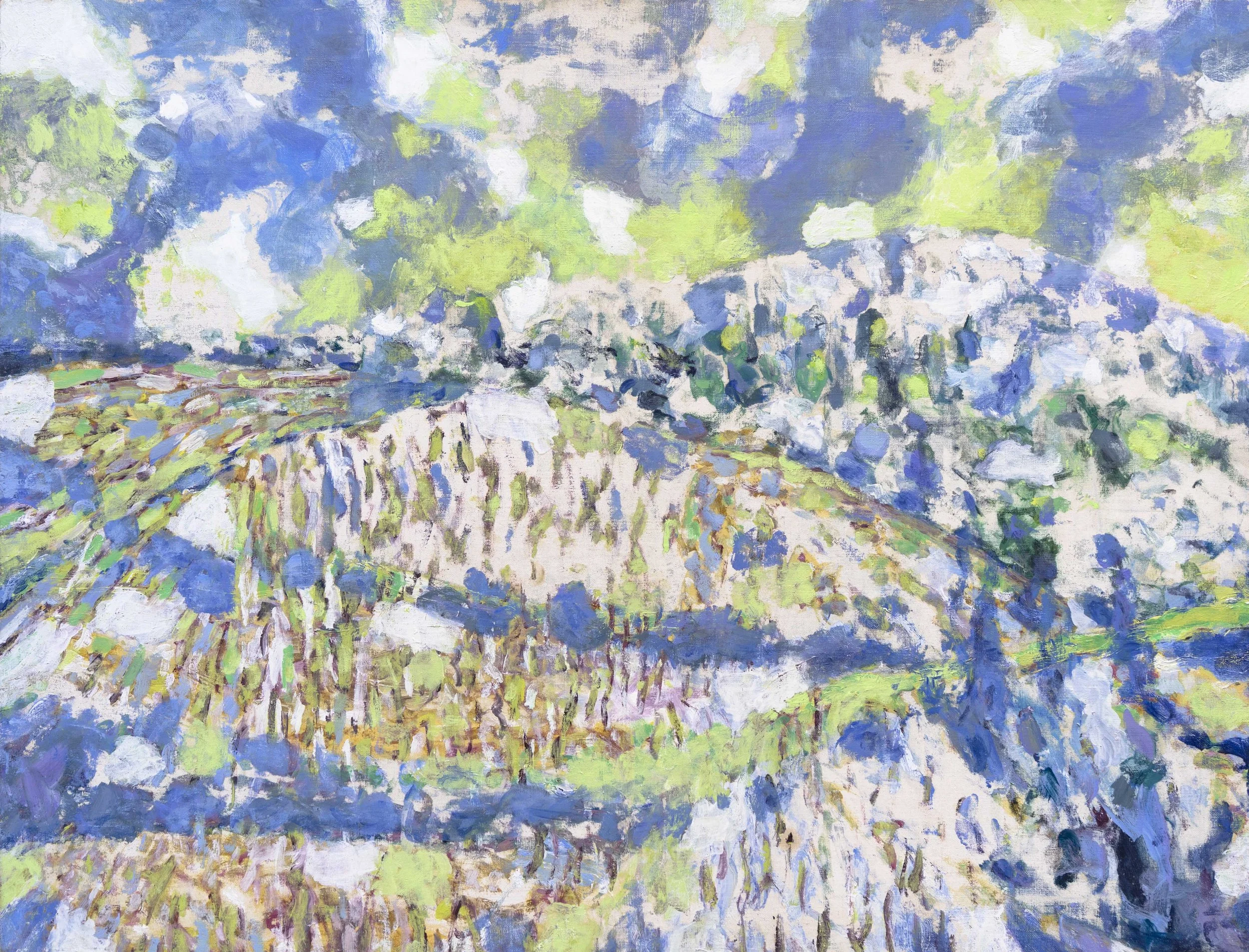  Au Dessus de Vincelles, 89x116cm. Huile sur toile -  35.0 × 45.7 inches. Oil on canvas,  2018 