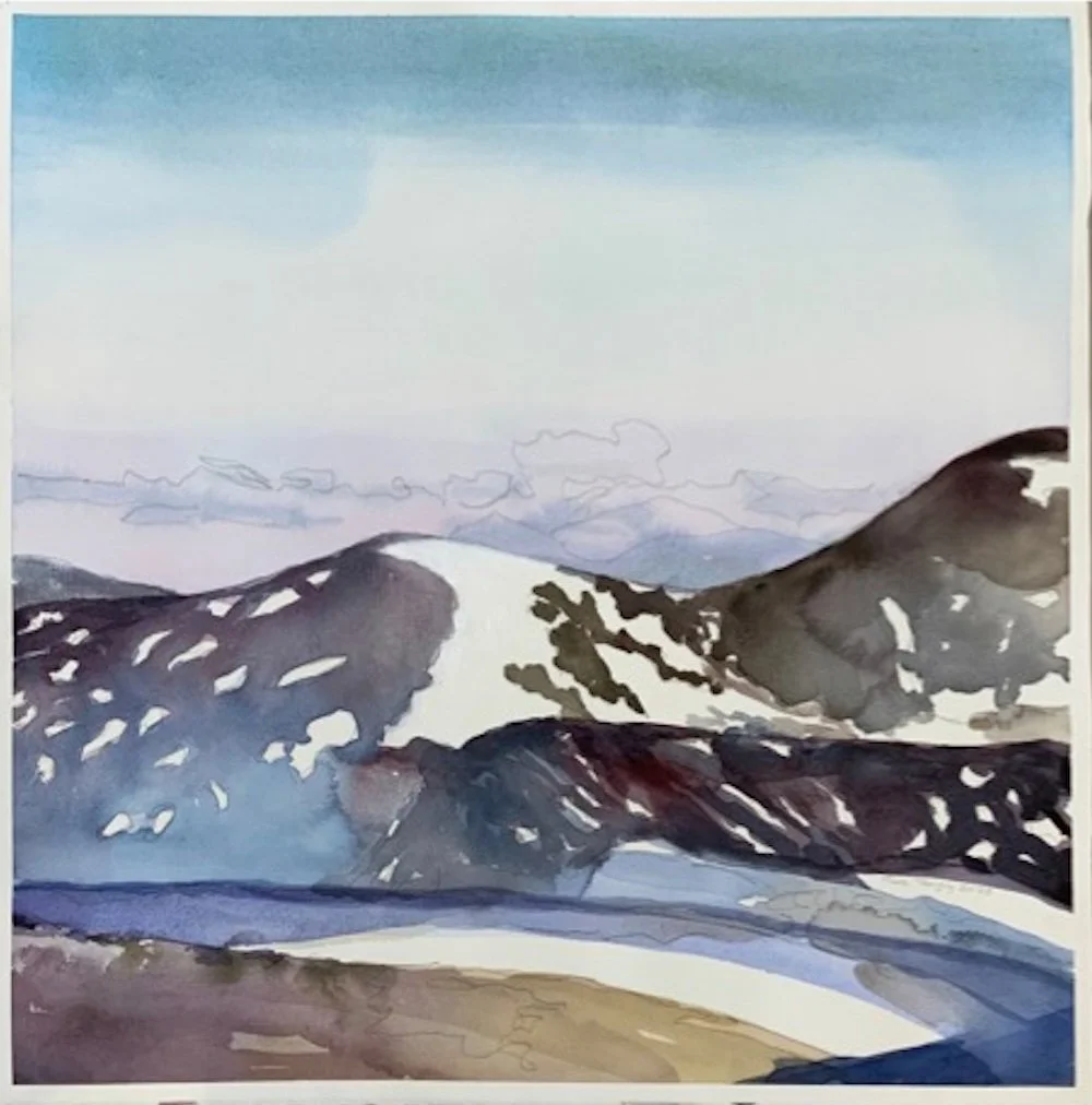  Foehn, 52x52cm. Aquarelle sur Arches, 2023, Kulm Hotel St.Moritz 