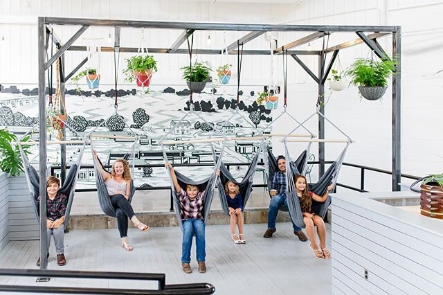 W O W  y&rsquo;all! What an amazing grand opening weekend it has been! Thank you!! In case you haven&rsquo;t met our little family before, this is us. Gabe, Kaity, Jack, Ben, Rebekah &amp; Anabelle. 👋🏼 We are loving these hammock chairs. We almost 