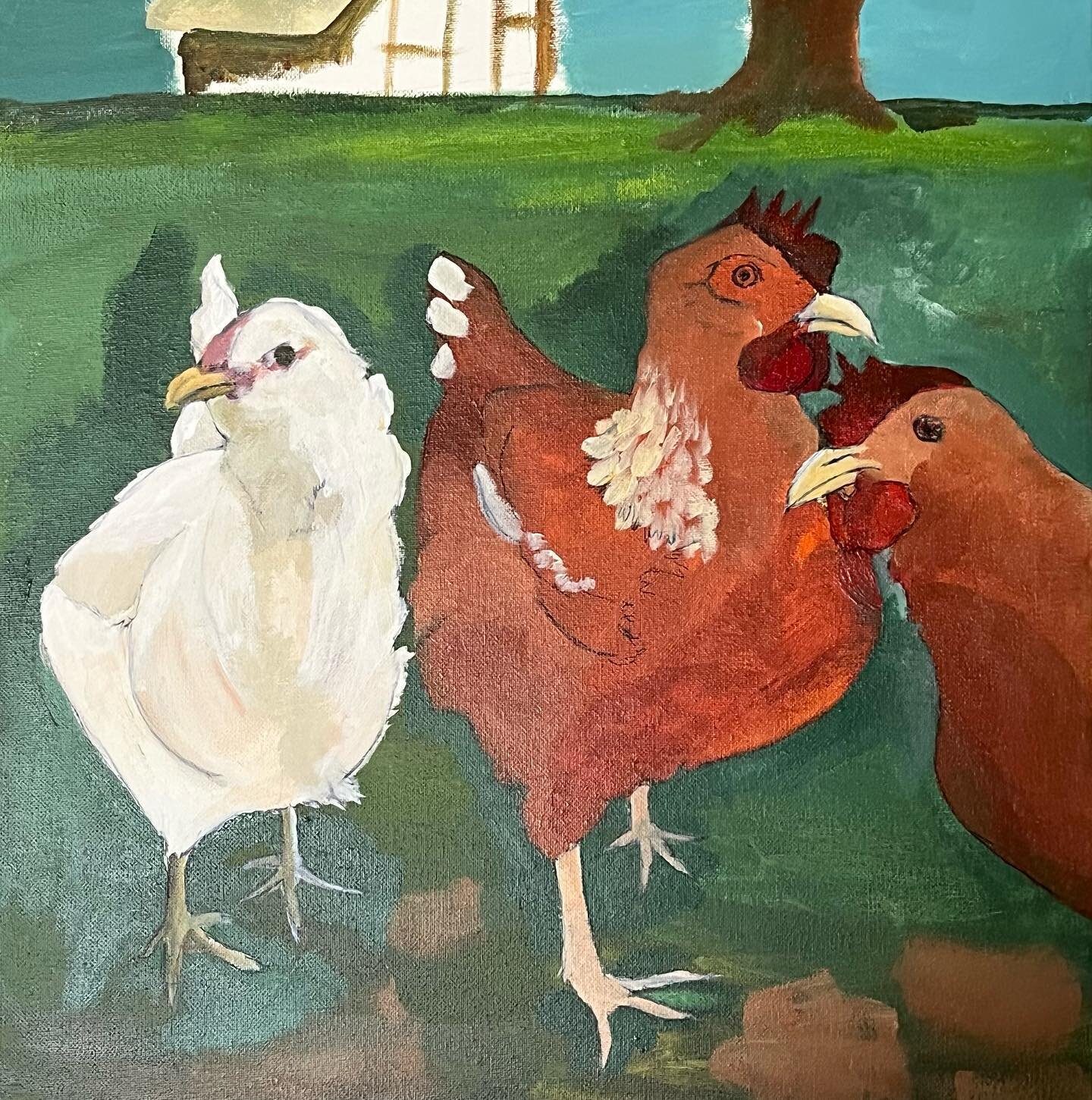 I&rsquo;ve been working on some super-secret commissions over the past week, but here&rsquo;s a just-for-fun painting that&rsquo;s perfect for WIP it Wednesday! 
🐓🐓🐓
#wipitwednesday #wip #wipwednesday #sydwashere #chicken #chickenart #chickenpaint