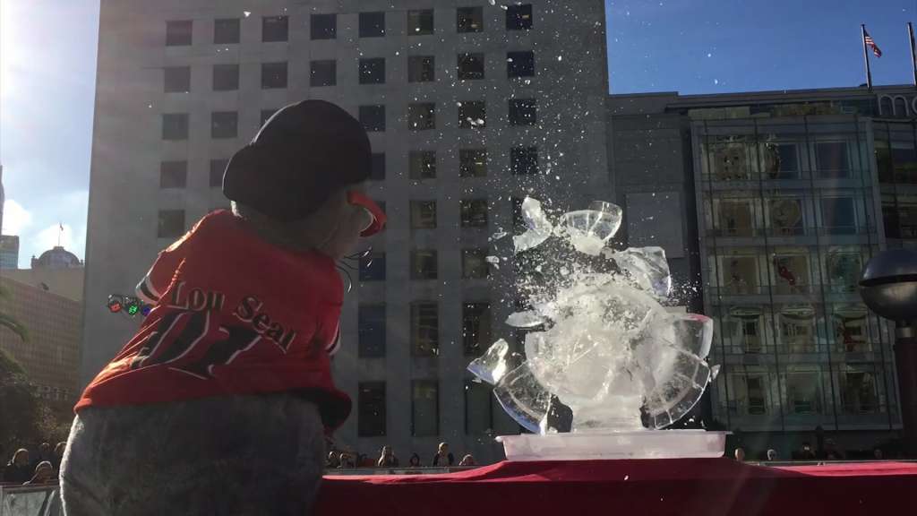Lou Seal Smashing An Ice Scultpure