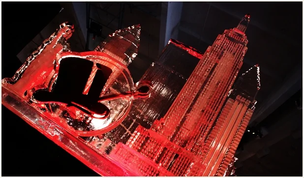 Black Top Hat and Red New York Cityscape
