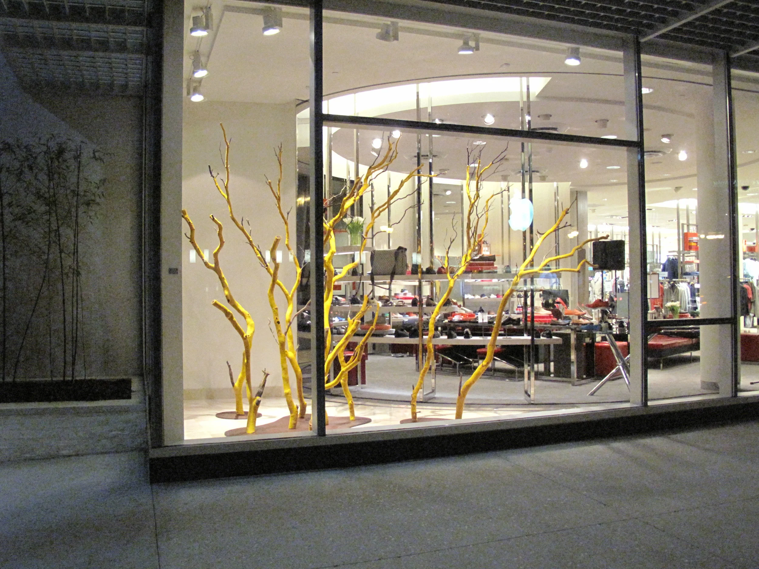Esther Traugot, Second Nature , 2012, hand-dyed cotton thread and branches