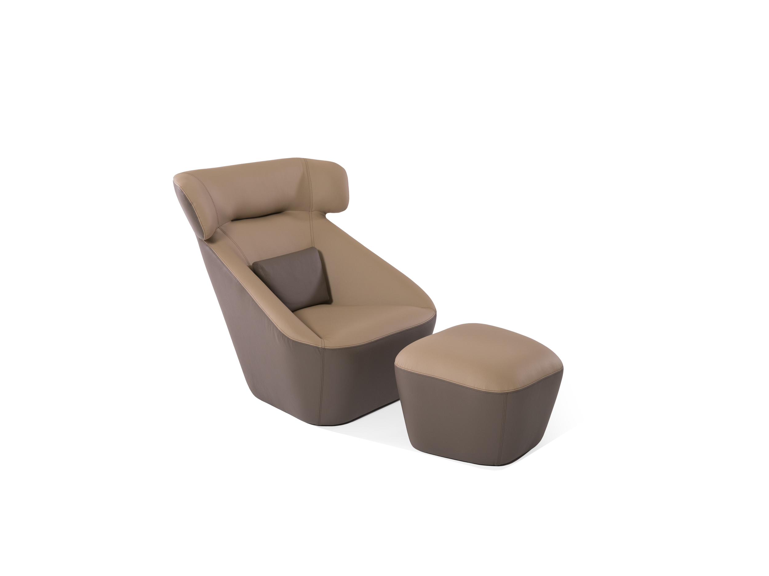 Side profile of the Spencer King Armchair with puff