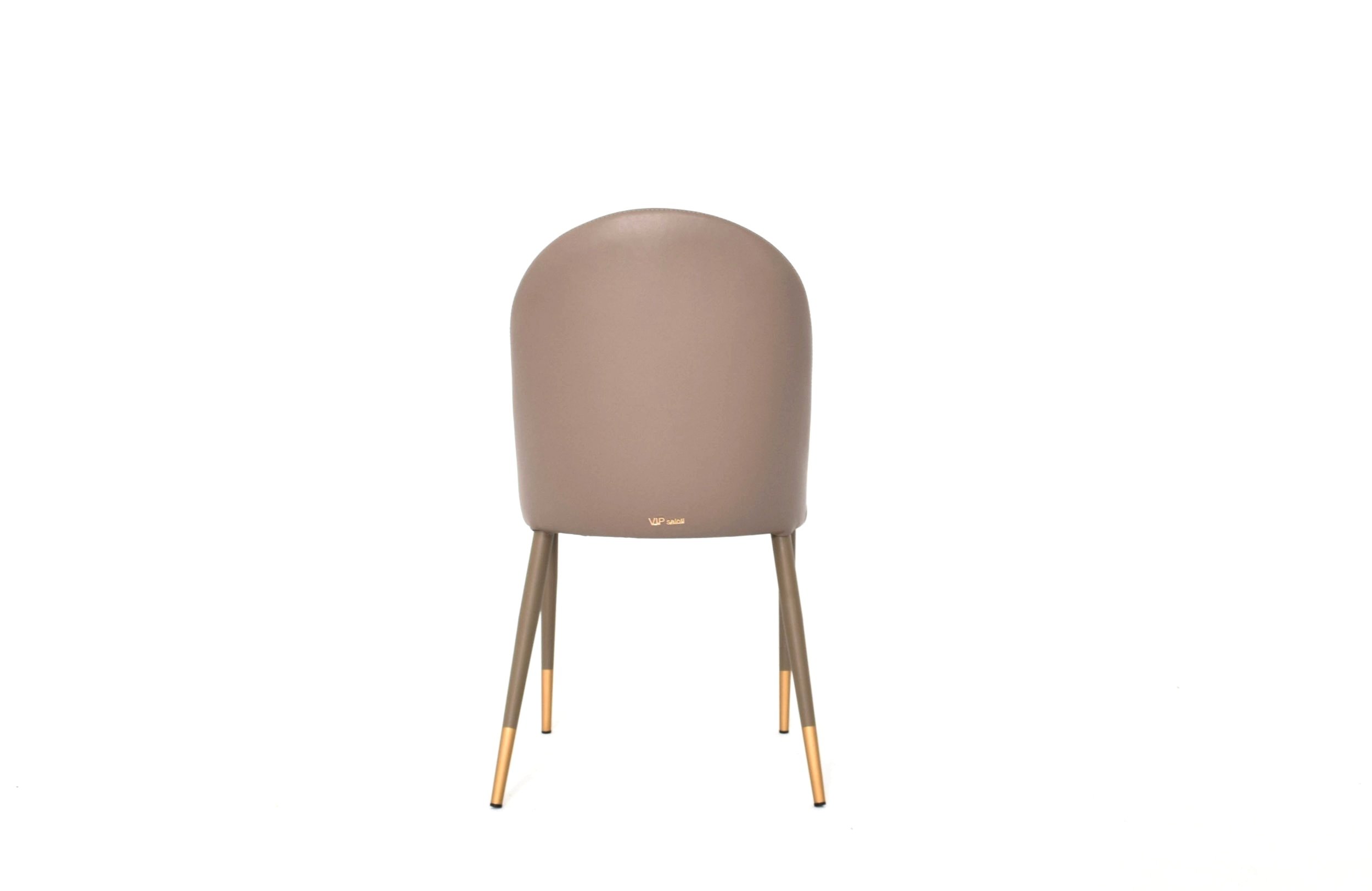 .Close up Back Side angle of Adele upholstered chair with metal legs